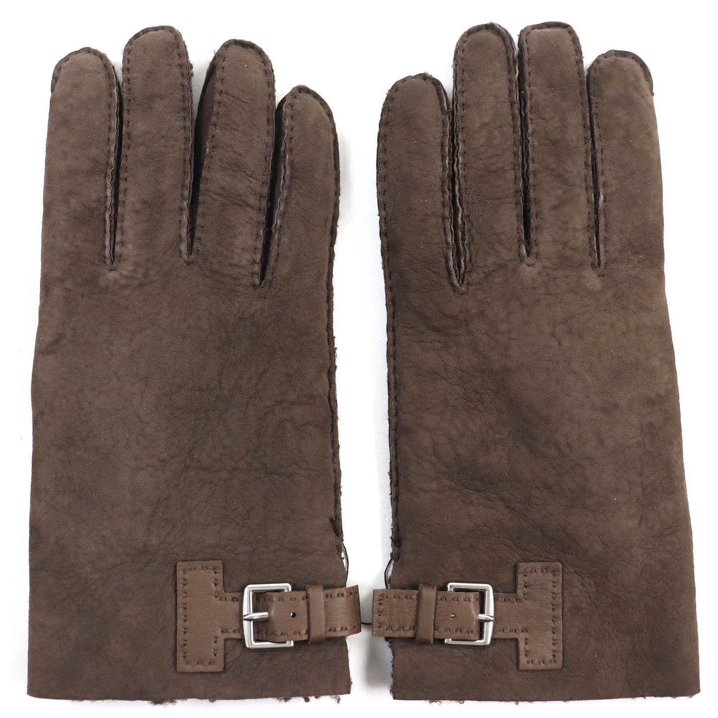 HERMES gloves 072038G Sheep leather Dark Brown, MARRON/TAUPE FONCE GANTS HOMME PHILIPPE mens 9