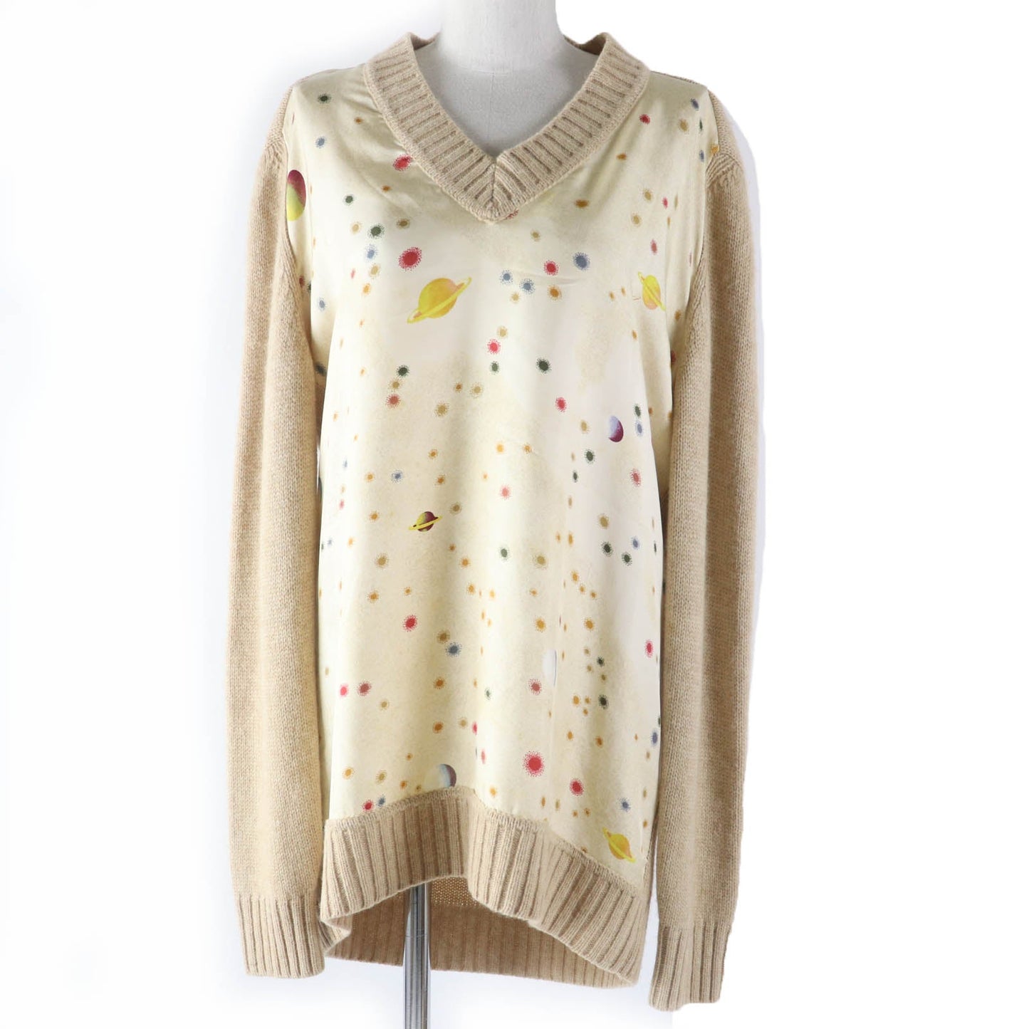 HERMES knit Main: 100% silk, Main: 100% camel beige Women L