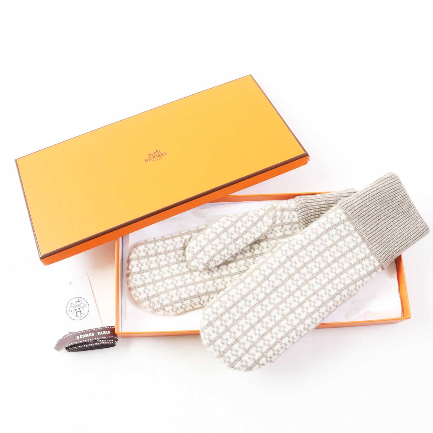HERMES gloves Main: 100% cashmere Greige Ivory Hope Women S
