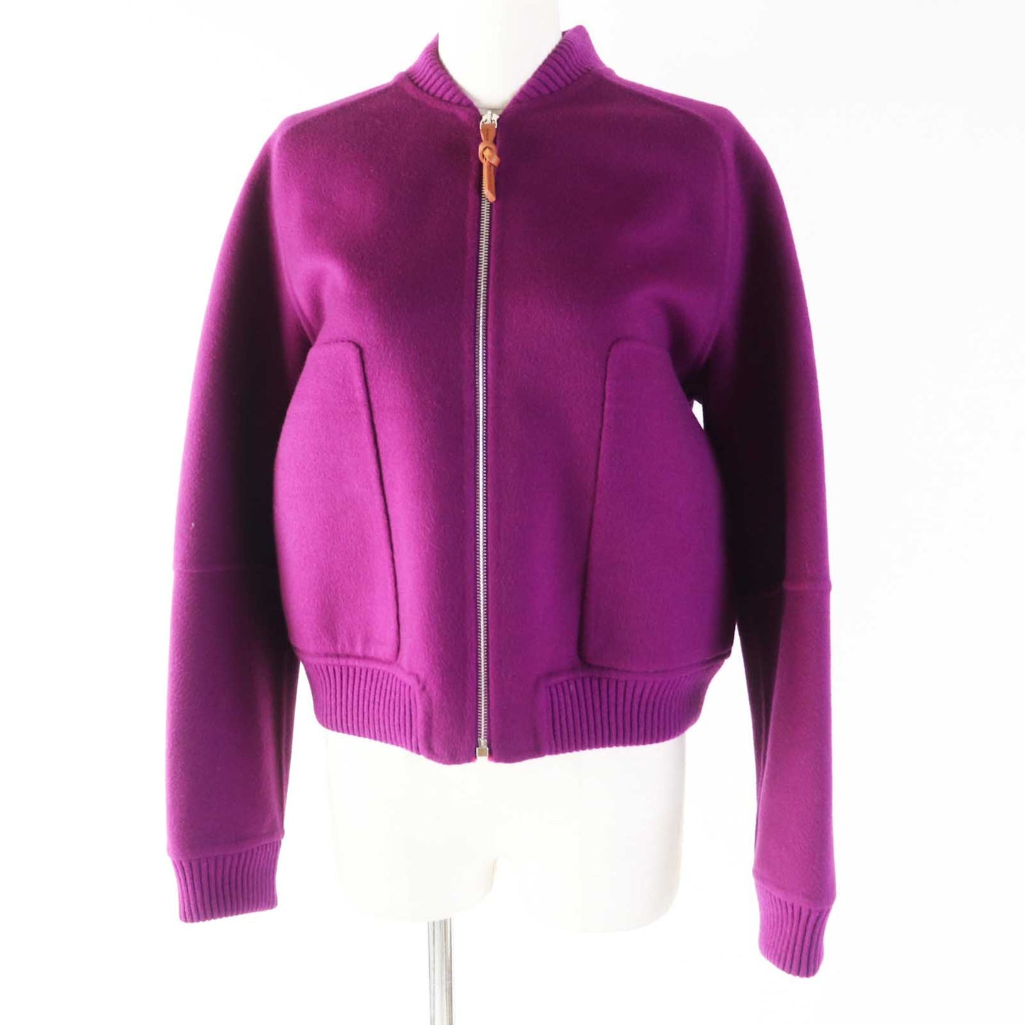 HERMES No color jacket 3E0224DZ Outer: 100% cashmere, Lining: 77% cashmere, Lining: 21% polyamide (nylon), Lining: 2% elastane (polyurethane) purple Women 40