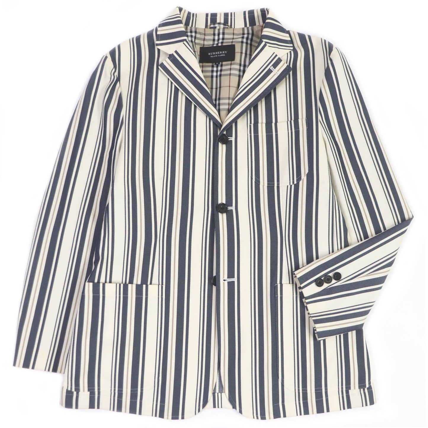 BURBERRY BLACK LABEL tailored jacket Outer: 70% cotton, Outer: 27% polyester, Outer: 3% polyurethane, Lining: cupra, Lining: polyester Ivorytype mens M