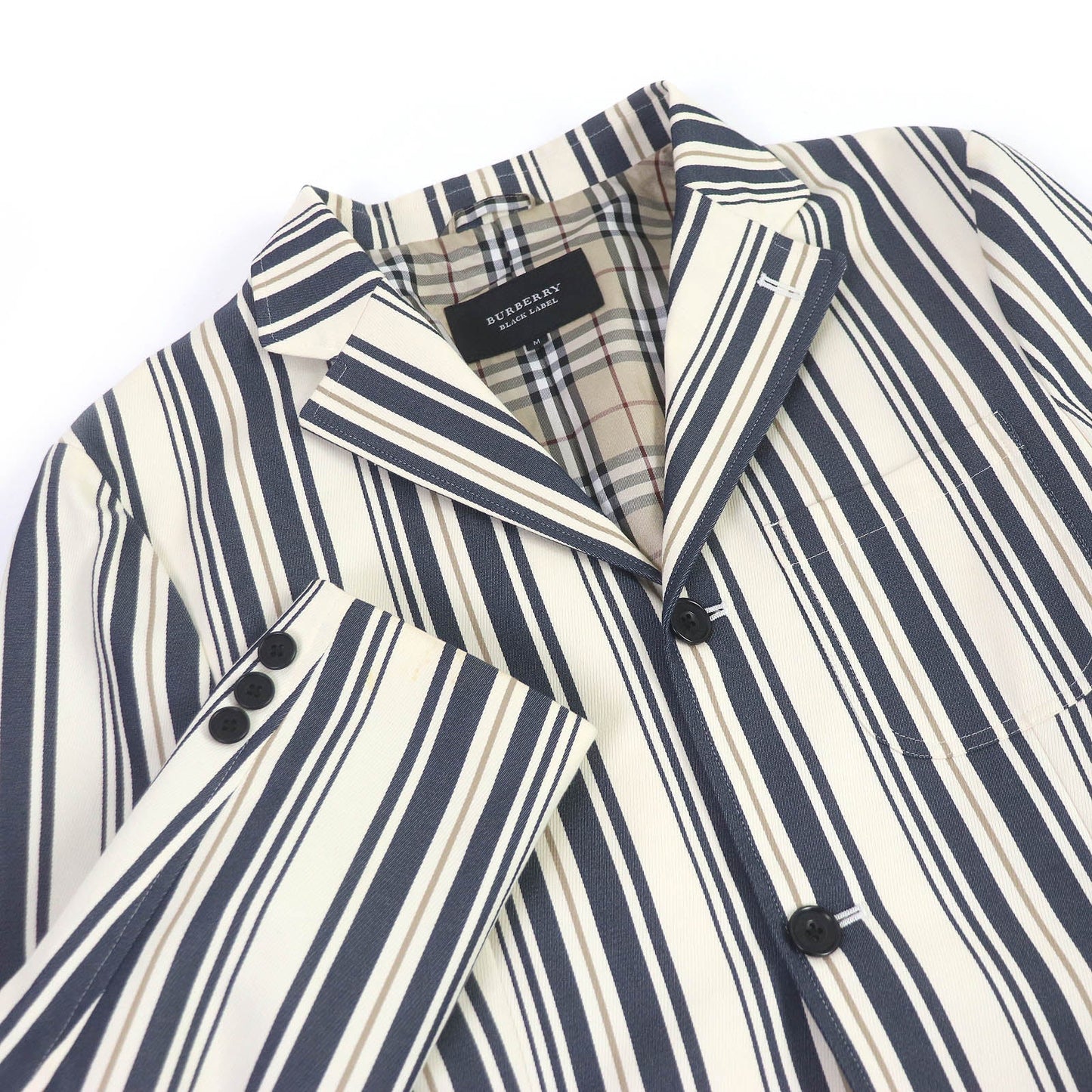 BURBERRY BLACK LABEL tailored jacket Outer: 70% cotton, Outer: 27% polyester, Outer: 3% polyurethane, Lining: cupra, Lining: polyester Ivorytype mens M