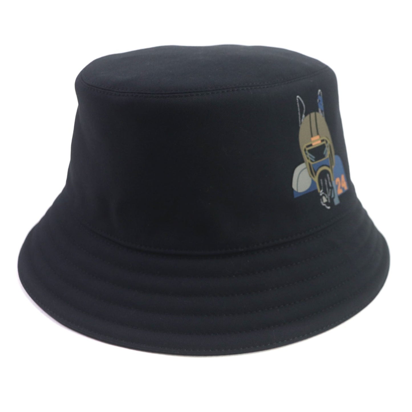 HERMES hat Outer: 100% cotton, Lining: 65% rayon, Lining: 35% silk, Decoration: 80% nylon, 20% polyurethane, Lining trim: 56% cotton, 44% rayon black Fred Quarterbash mens 58