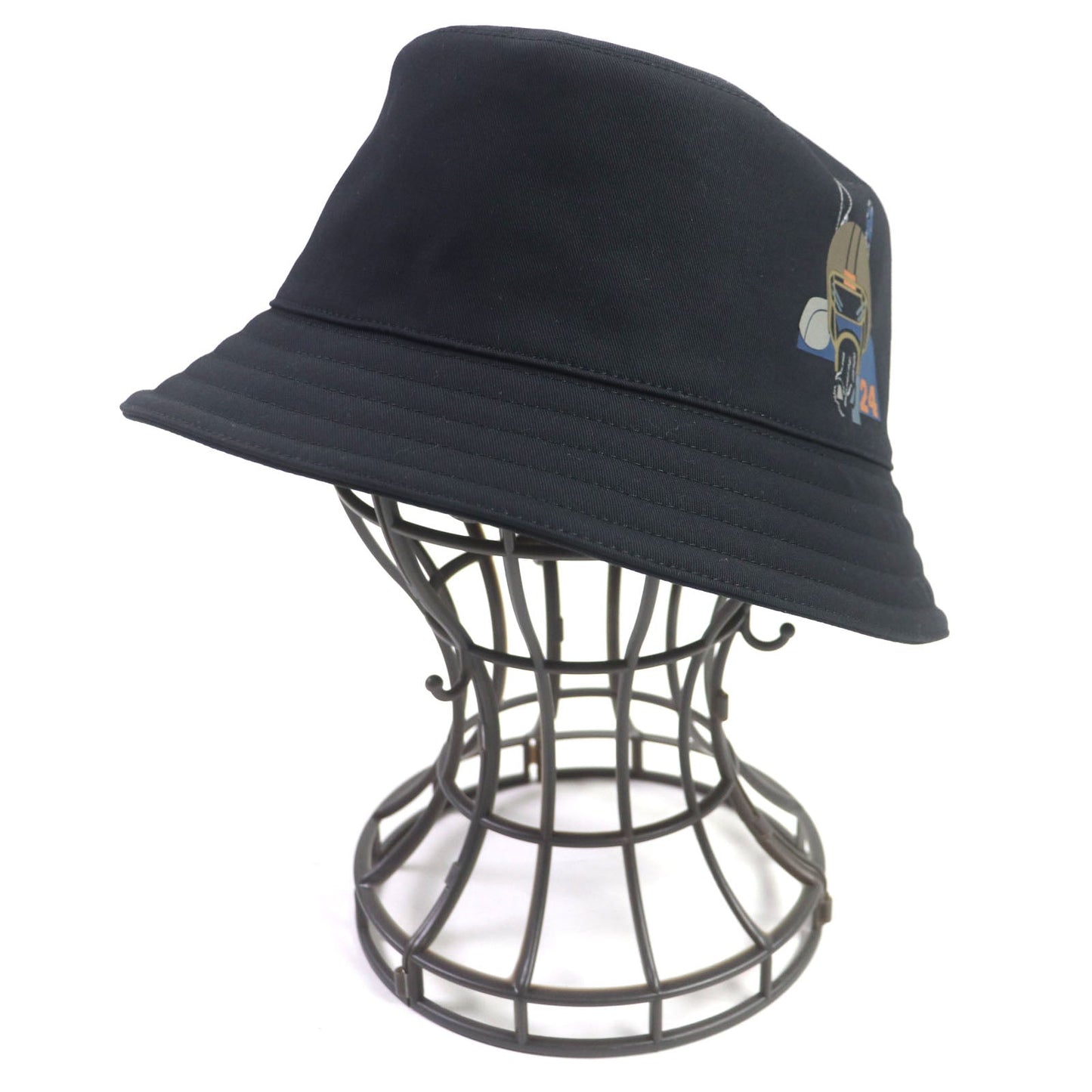HERMES hat Outer: 100% cotton, Lining: 65% rayon, Lining: 35% silk, Decoration: 80% nylon, 20% polyurethane, Lining trim: 56% cotton, 44% rayon black Fred Quarterbash mens 58