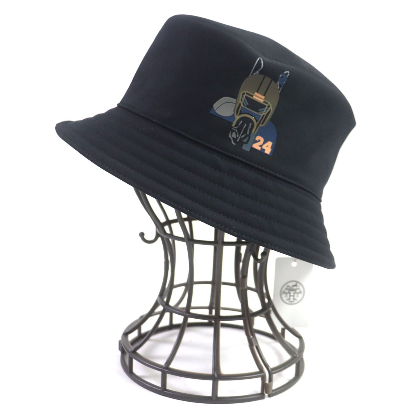 HERMES hat Outer: 100% cotton, Lining: 65% rayon, Lining: 35% silk, Decoration: 80% nylon, 20% polyurethane, Lining trim: 56% cotton, 44% rayon black Fred Quarterbash mens 58