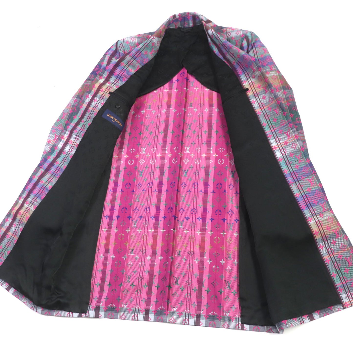 LOUIS VUITTON Chester coat Outer: 65% Rain Wool, 35% Polyester Lining: 30% Cupra, 27% Acetate, 24% Rayon, 19% Cotton Pink multi mens 48