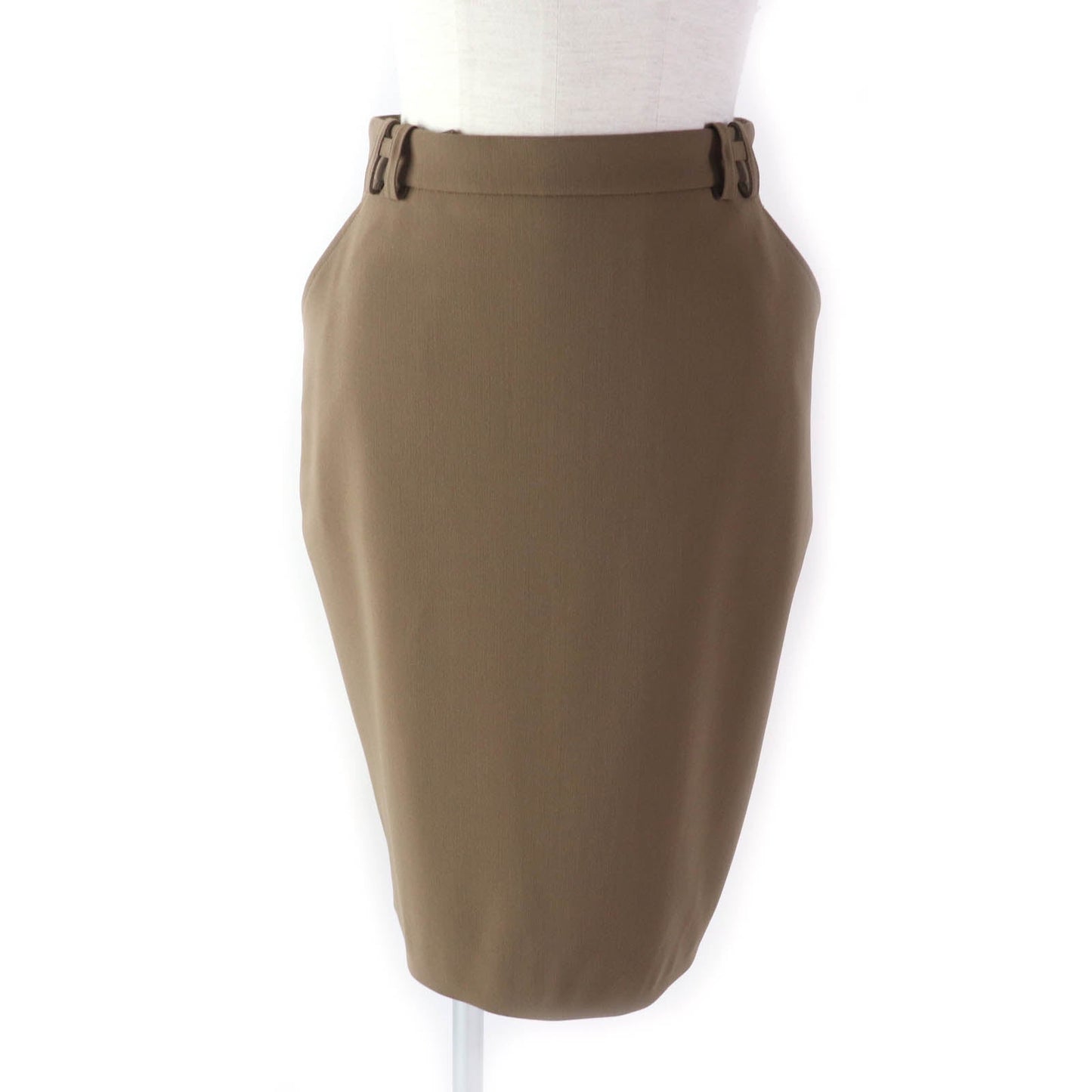 HERMES Tight Skirt Outer: 96% wool, Outer: 4% polyurethane, Lining: 100% silk Brown Women 34