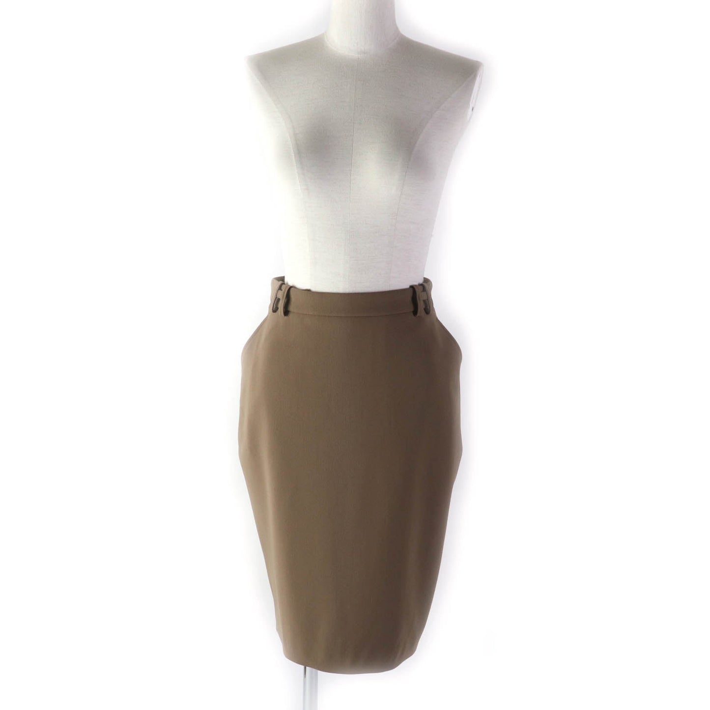 HERMES Tight Skirt Outer: 96% wool, Outer: 4% polyurethane, Lining: 100% silk Brown Women 34