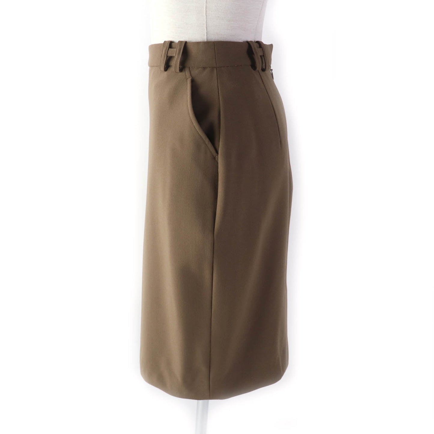 HERMES Tight Skirt Outer: 96% wool, Outer: 4% polyurethane, Lining: 100% silk Brown Women 34