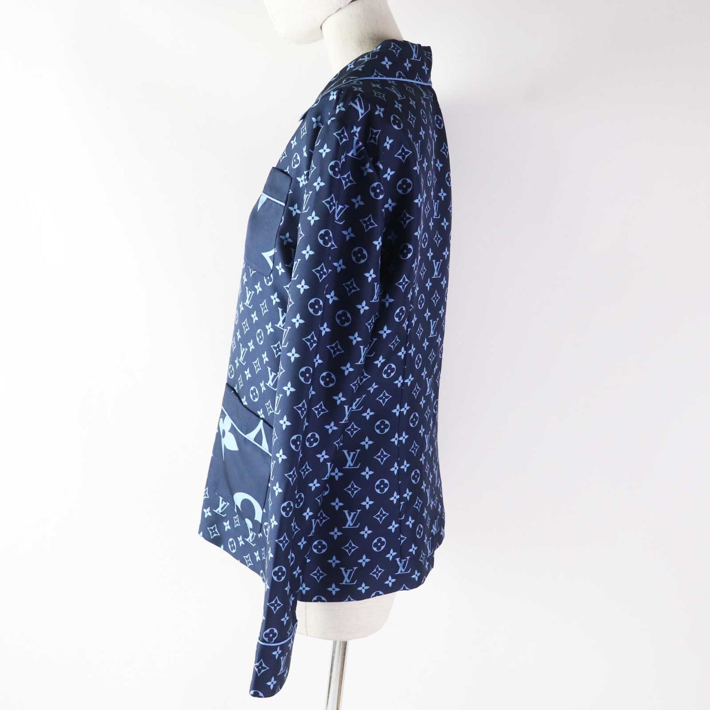 LOUIS VUITTON Long sleeve shirt Outer: 100% silk, Lining: 100% silk Navy light blue Women 34