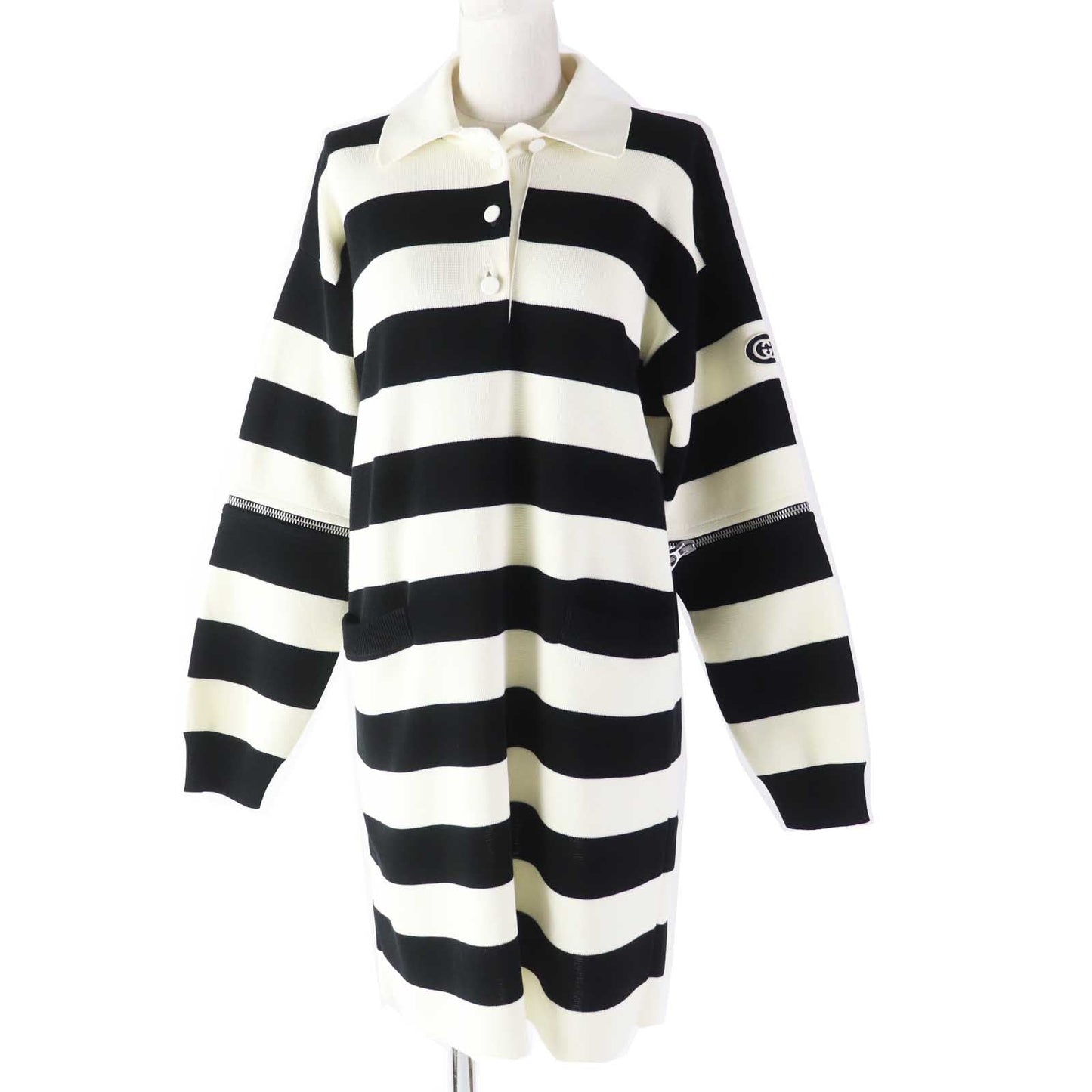GUCCI one piece 731592 Outer: 100% cotton, Part: 94% cotton, Part: 5% nylon, Part: 1% polyurethane, Applique: 100% polyester White black Women S