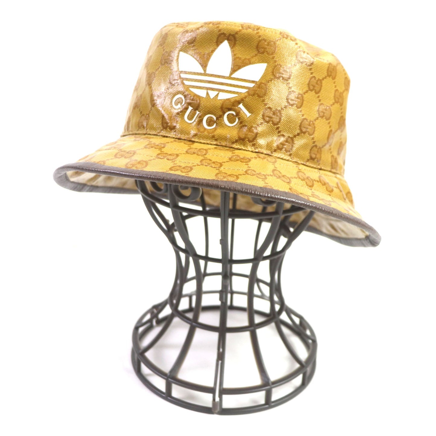 GUCCI hat 696484 Outer: 67% nylon, Outer: 33% cotton, Lining: 65% cotton, Lining: 35% linen, Part: leather, Inner: 55% cotton, 45% rayon Brown type mens