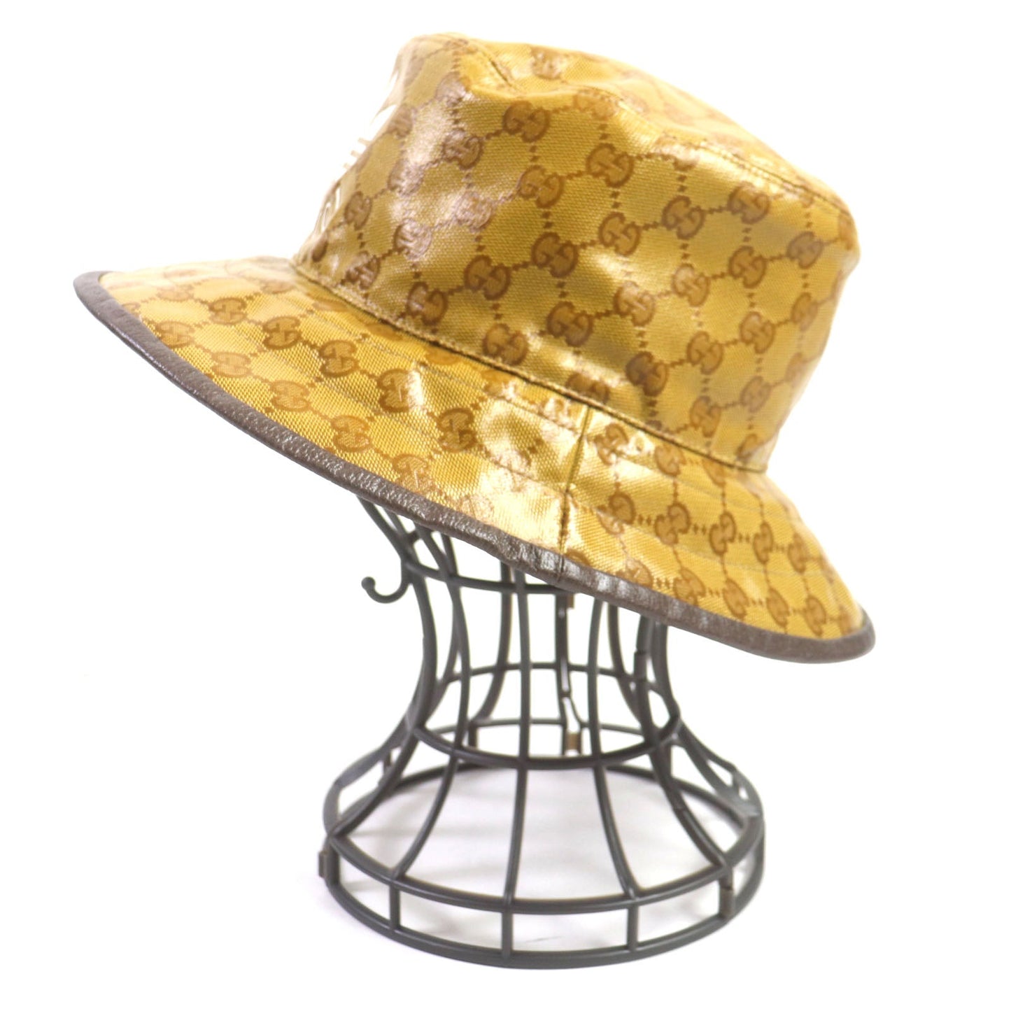 GUCCI hat 696484 Outer: 67% nylon, Outer: 33% cotton, Lining: 65% cotton, Lining: 35% linen, Part: leather, Inner: 55% cotton, 45% rayon Brown type mens