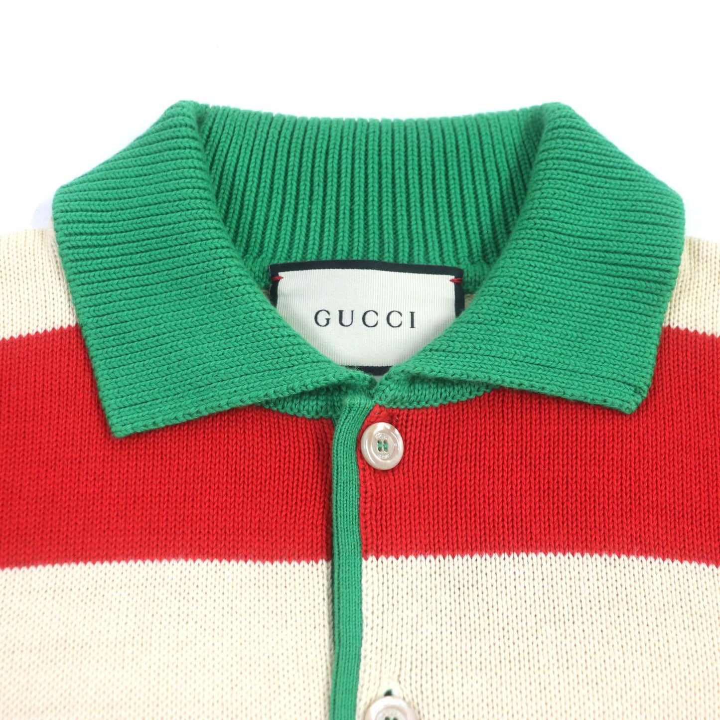 GUCCI Long sleeve polo shirt 571546 Outer material: 100% cotton, embroidery: 100% polyester Cream Red Green mens XL