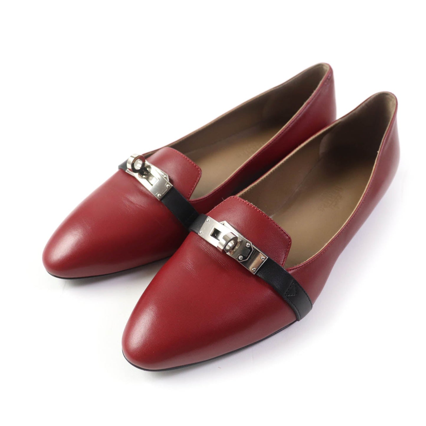 HERMES pumps Main: Leather Bordeaux Black Women 36