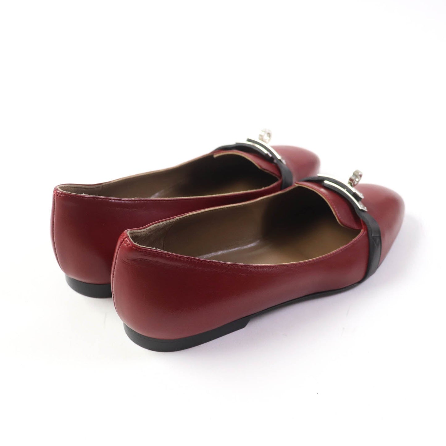 HERMES pumps Main: Leather Bordeaux Black Women 36