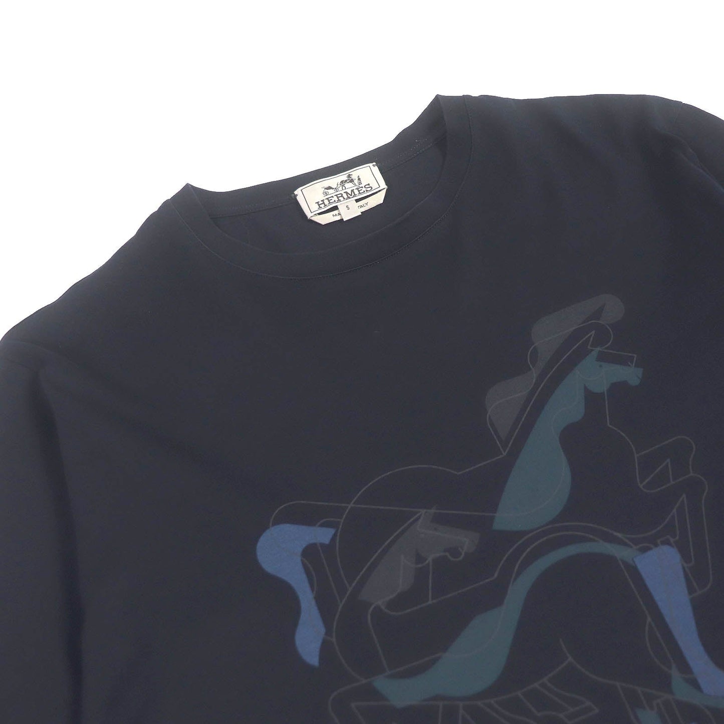 HERMES Short sleeve T-shirt Main: 100% cotton Dark navy mens S