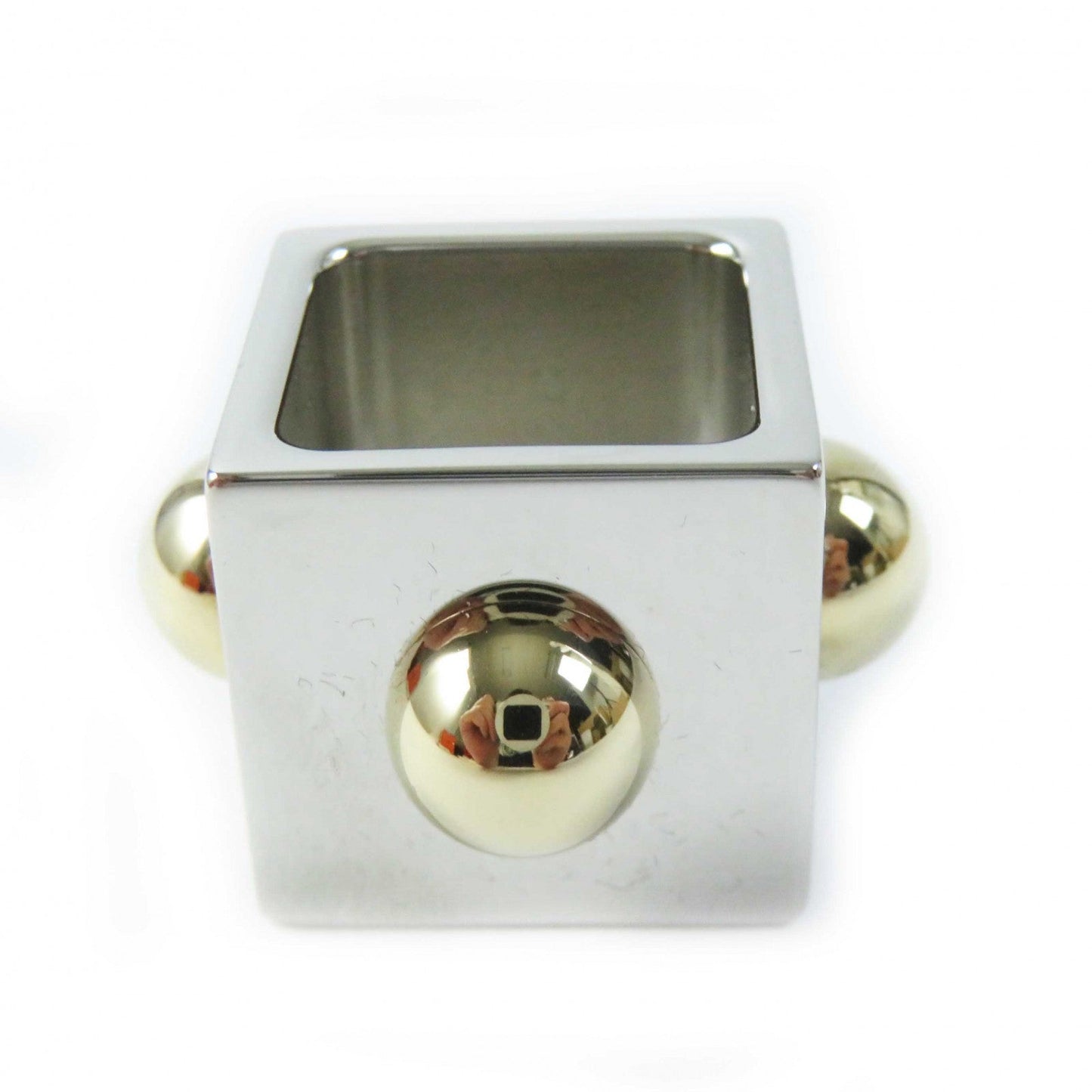 HERMES Scarf ring Metal, Gold Plated Silver Cube Women