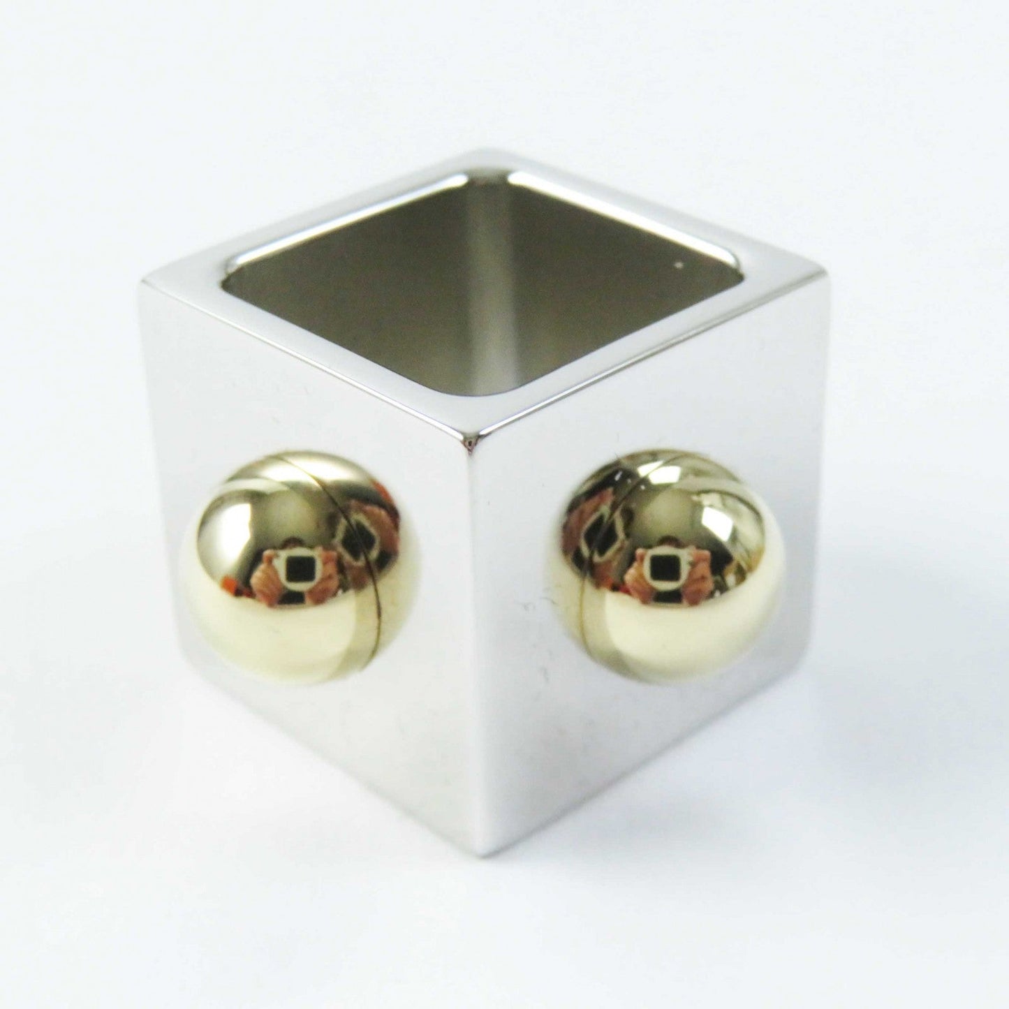 HERMES Scarf ring Metal, Gold Plated Silver Cube Women
