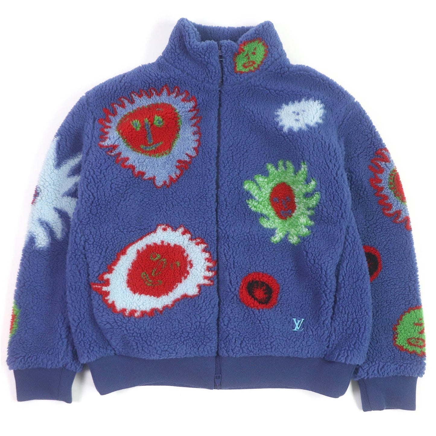 LOUIS VUITTON Blouson Outer: 53% polyester, Outer: 47% acrylic, Lining: 100% cotton, Part: 100% wool blue mens L