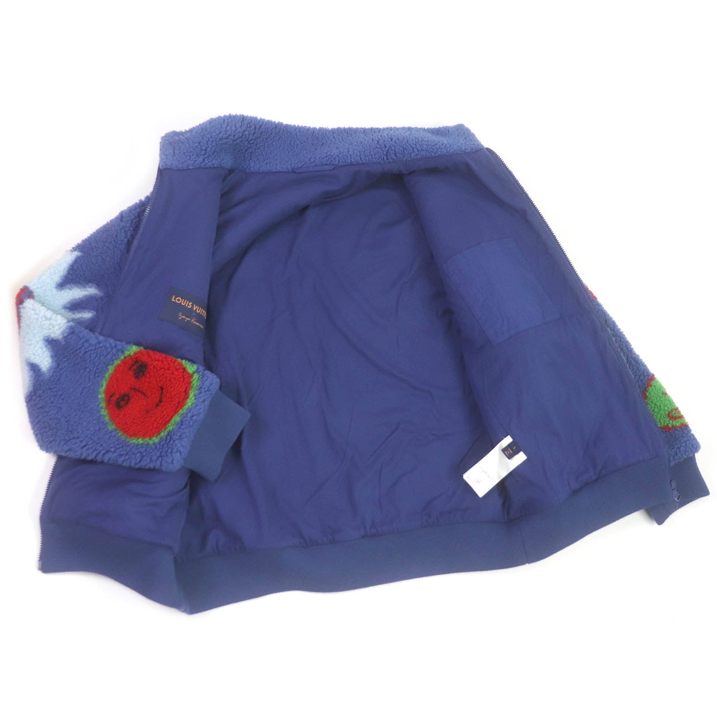 LOUIS VUITTON Blouson Outer: 53% polyester, Outer: 47% acrylic, Lining: 100% cotton, Part: 100% wool blue mens L