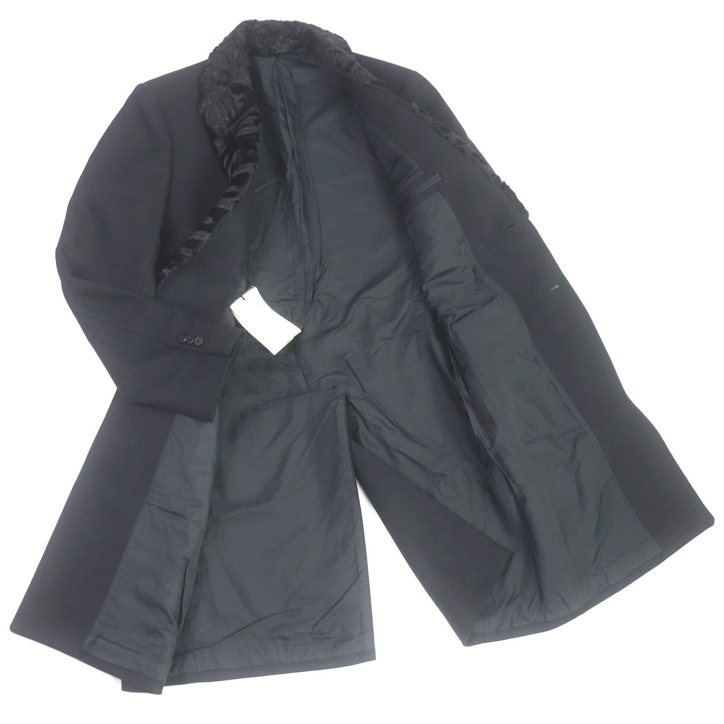 FENDI Chester coat FF01073YN Outer: 75% wool, Outer: 20% nylon, Outer: 5% cashmere, Lining: 100% cupra, Collar: lamb fur black mens 52