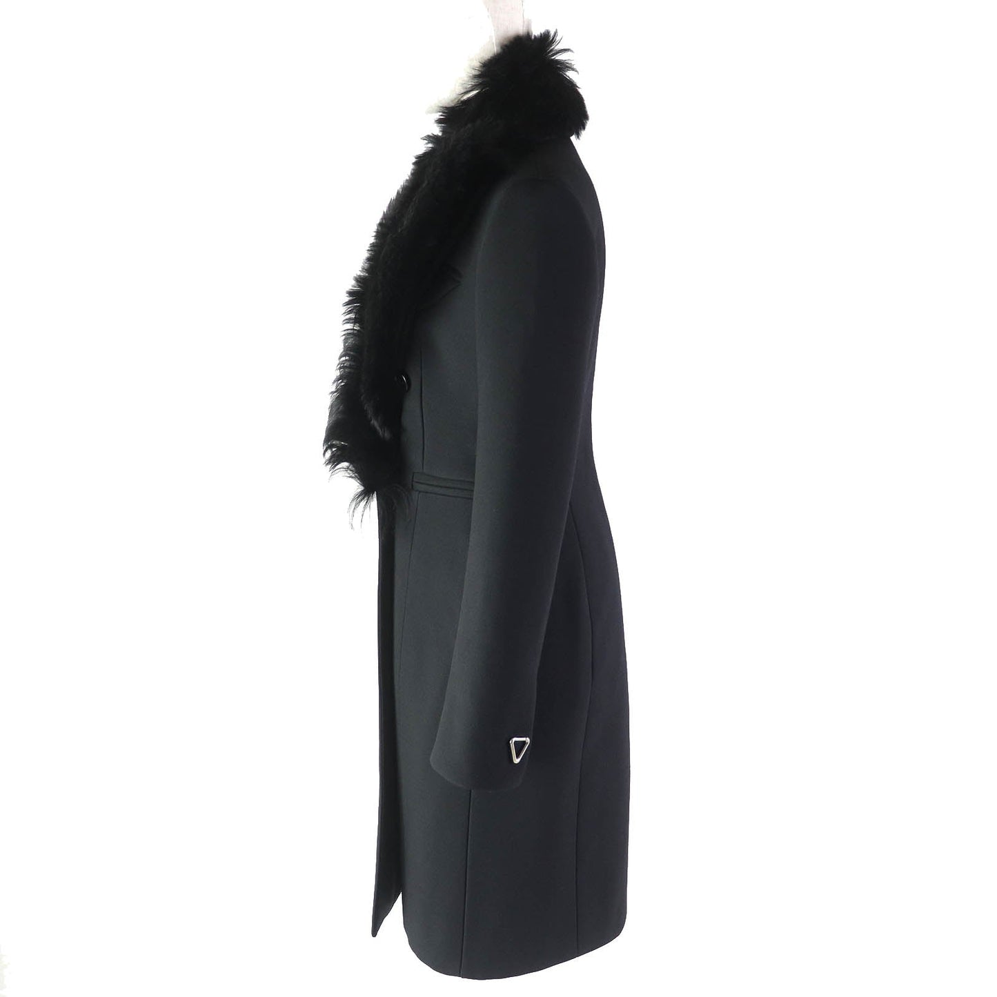 BOTTEGAVENETA coat 677498 Main: 63% acrylic, Main: 20% wool, Main: 16% polyester, Main: 1% polyurethane, Lining: 100% rayon, Collar: 98% wool, 2% polyurethane black Women 34