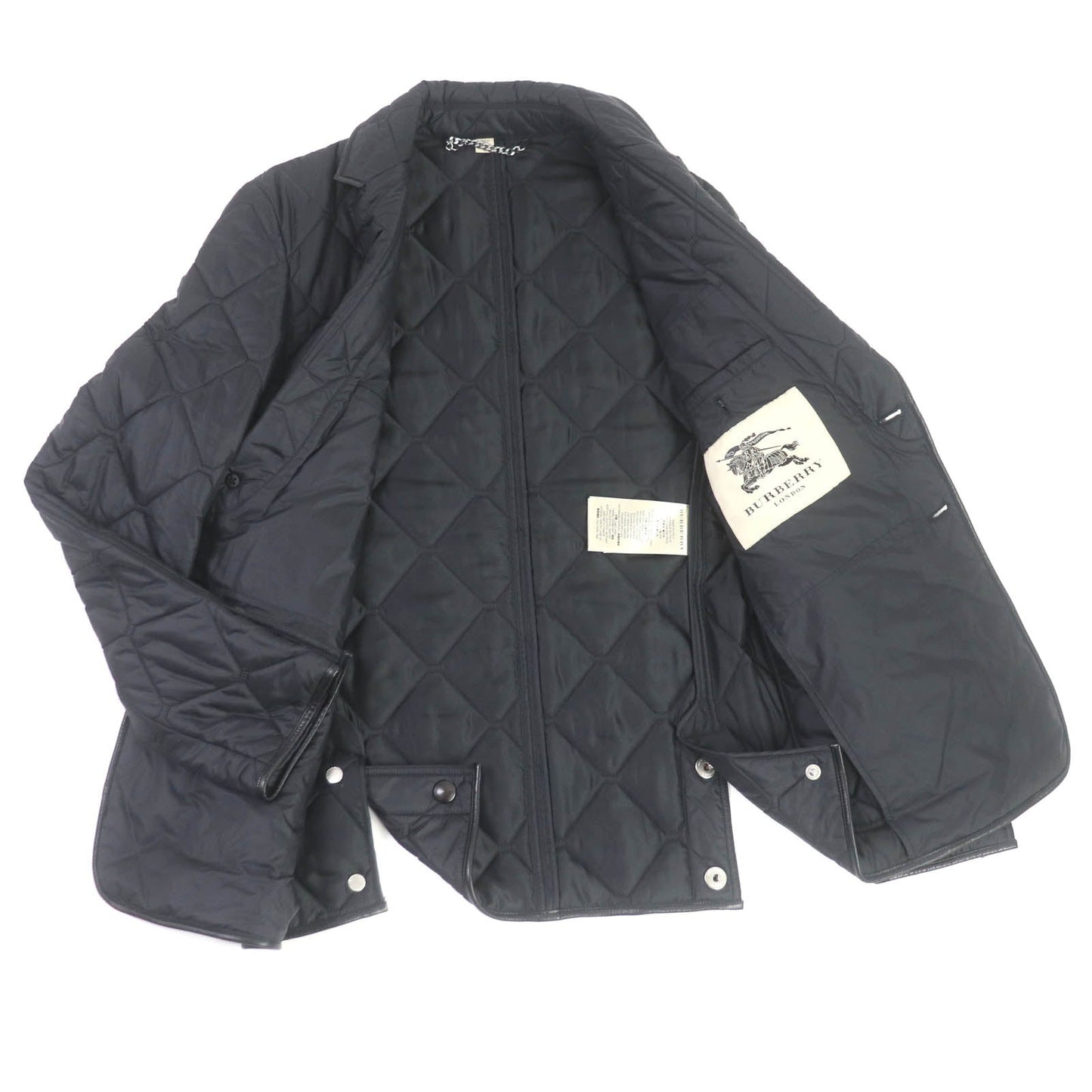 BURBERRY LONDON Blouson 3955308 Outer: 100% nylon, Lining: 55% acetate, Lining: 45% rayon, Filling: 100% polyester, Part: Lamb leather black mens 46