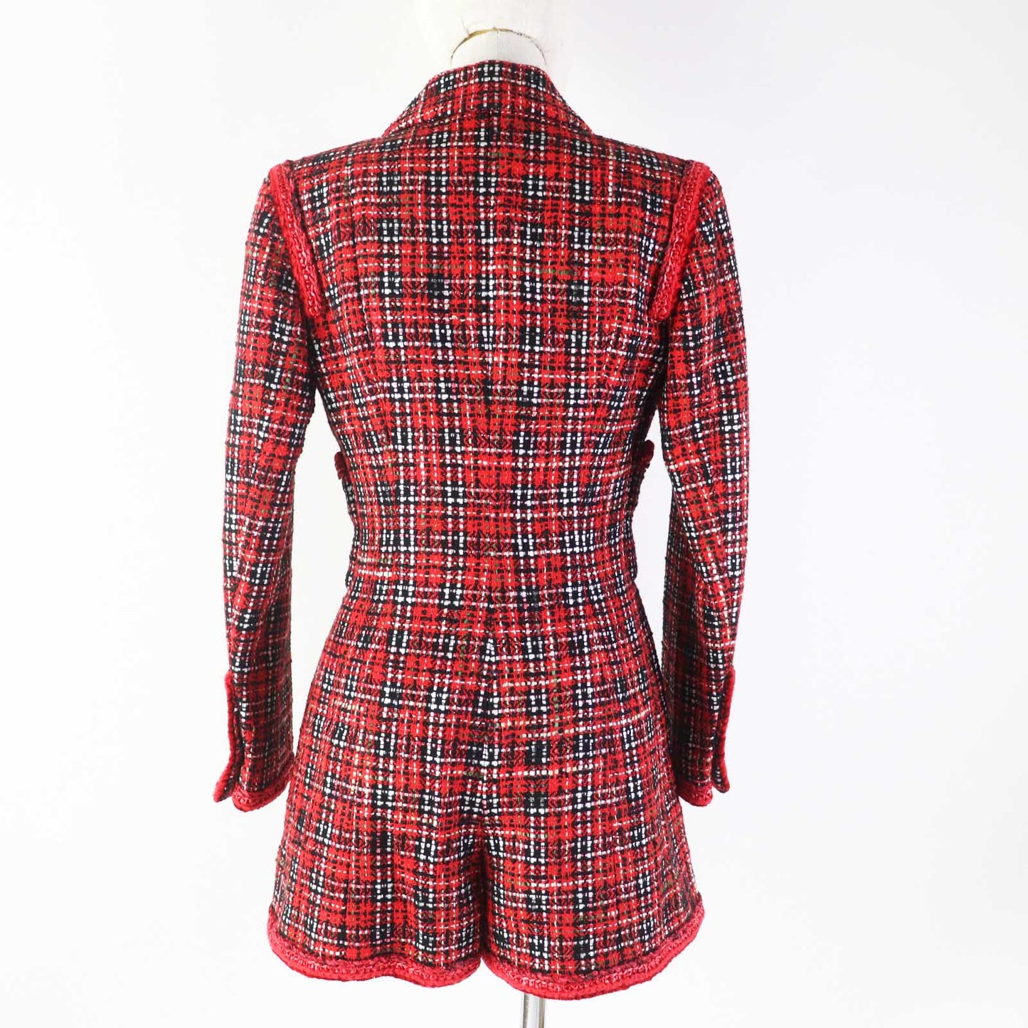 CHANEL Tsunagi 20S P64165 Outer: 91% silk, Outer: 8% polyamide (nylon), Outer: 1% polyester, Lining: 100% silk Red black Women 34