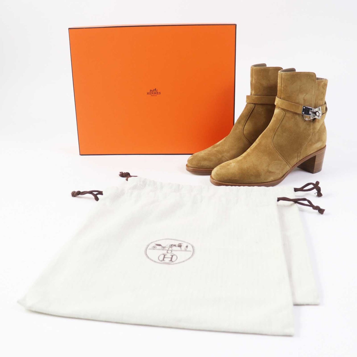 HERMES short boots Provence Brown beige French 50 Women 38