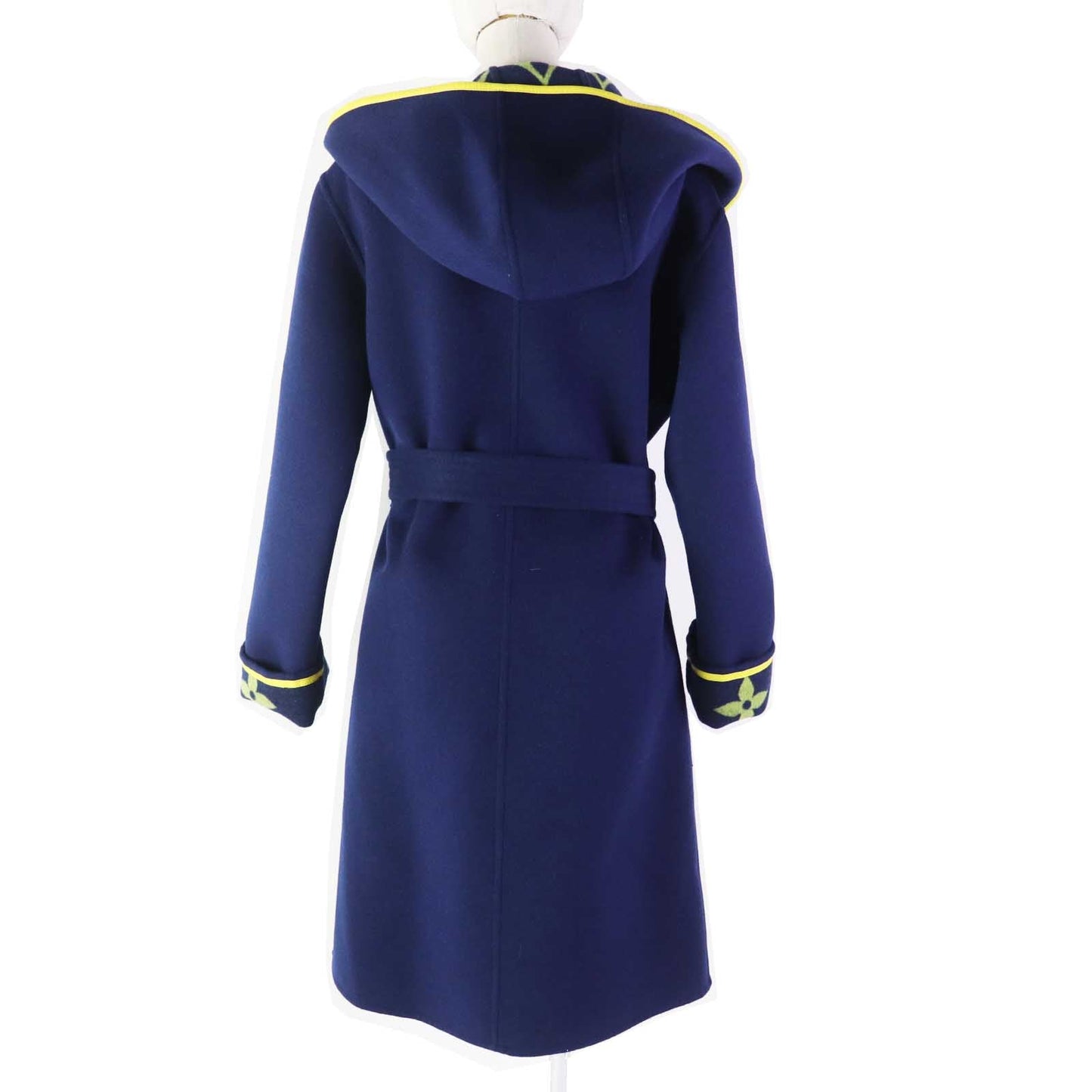 LOUIS VUITTON coat FJC022NUV Outer: 99% wool, Outer: 1% silk, Lining: 53% rayon, Lining: 47% cupra, Belt loop: 100% polyester, Belt: 99% wool, 1% silk, Leather part: Lamb leather Navy yellow Giant Monogram Women 36