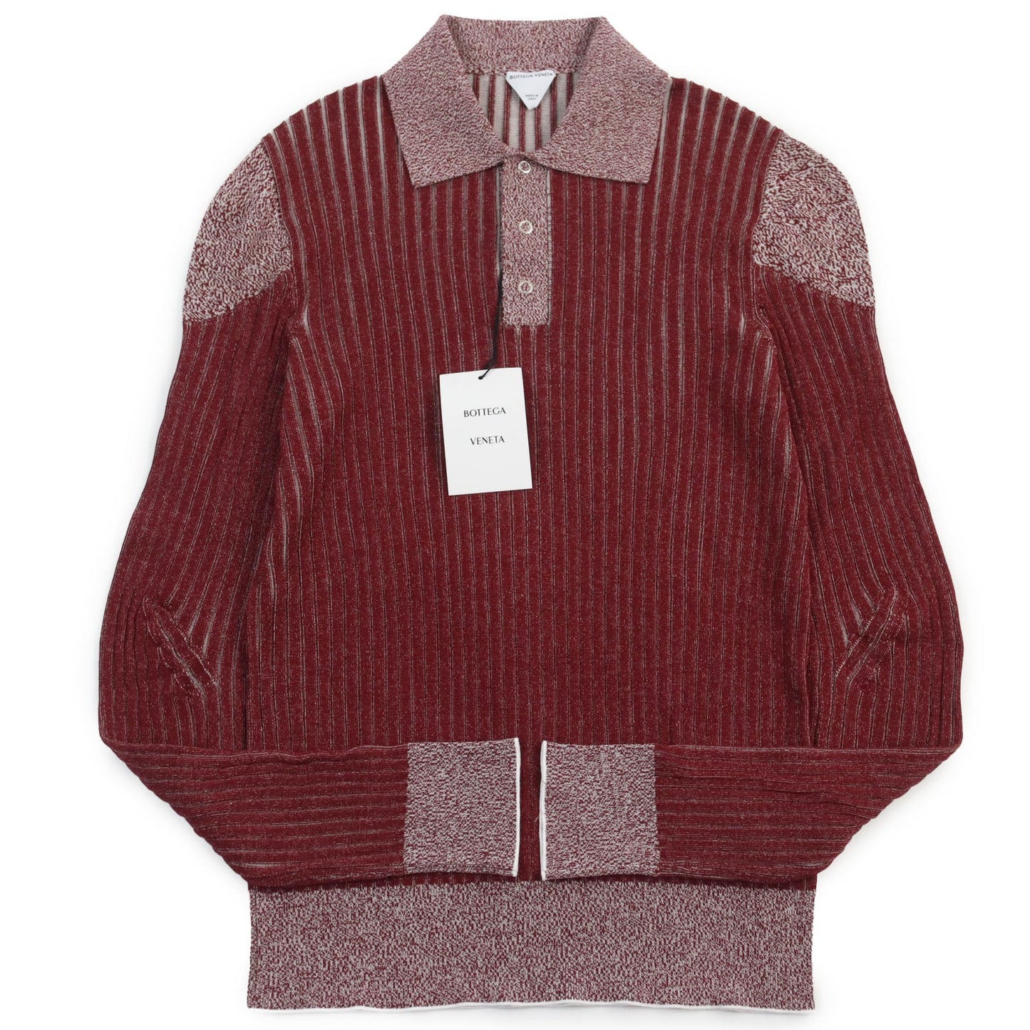 BOTTEGAVENETA Long sleeve polo shirt 728349 Main: 100% cotton, part: 88% cotton, part: 11% nylon, part: 1% polyurethane Red mens S