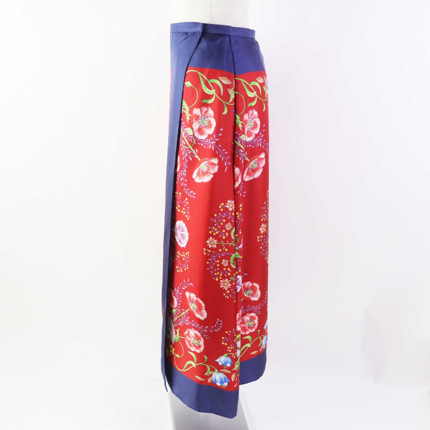 GUCCI Wrap skirt 676553 Main: 100% silk Navy red Women 36