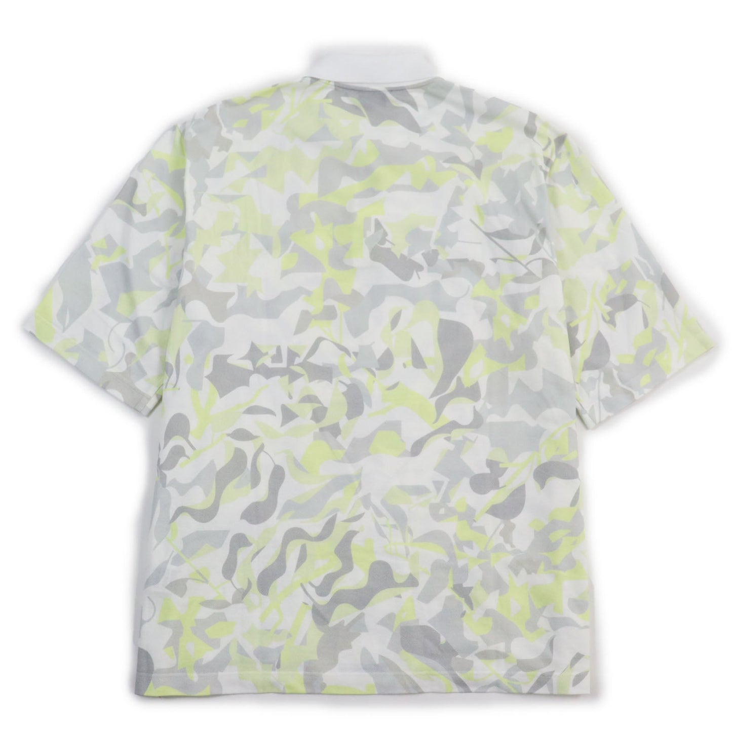 HERMES Short sleeve polo shirt Main: 100% cotton Gray yellow Puzzle Vegetal mens XL