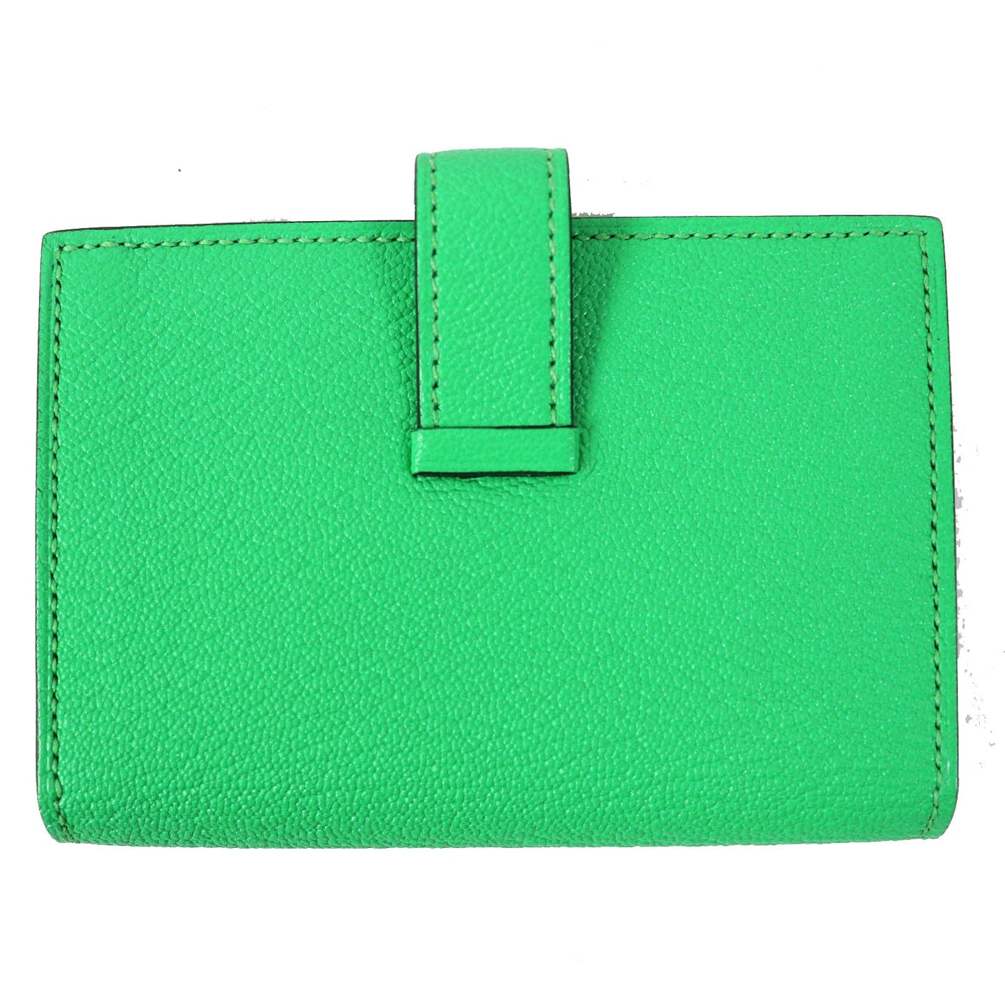 HERMES name card holder Chevre Misol Green , Vert Comics Bean mini Women