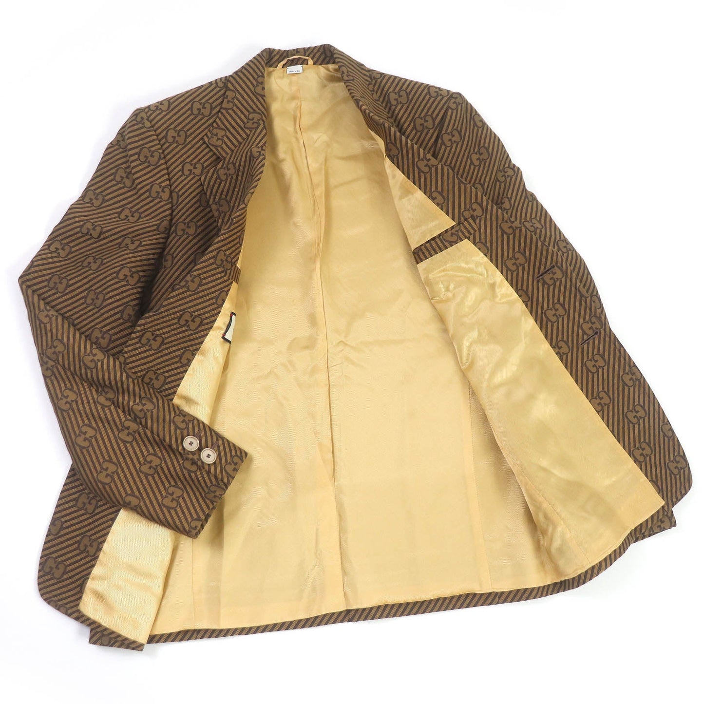 GUCCI tailored jacket 618666 Outer: 68% cotton, Outer: 32% silk, Lining: 100% rayon, Sleeve lining: 100% cupra Brown mens 50