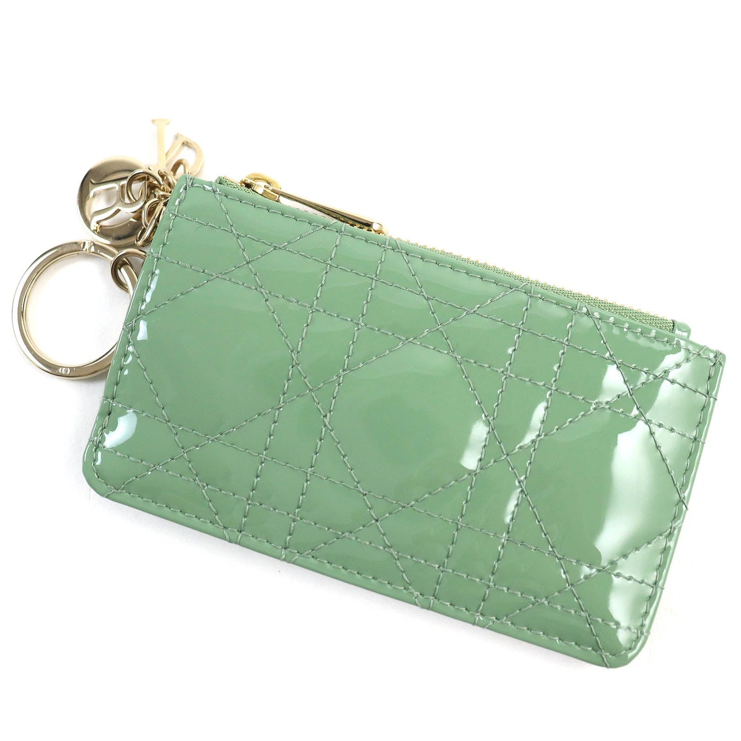 Christian Dior Coin case S0841OVRB Cannage (patent leather) Light green Lady Dior Women