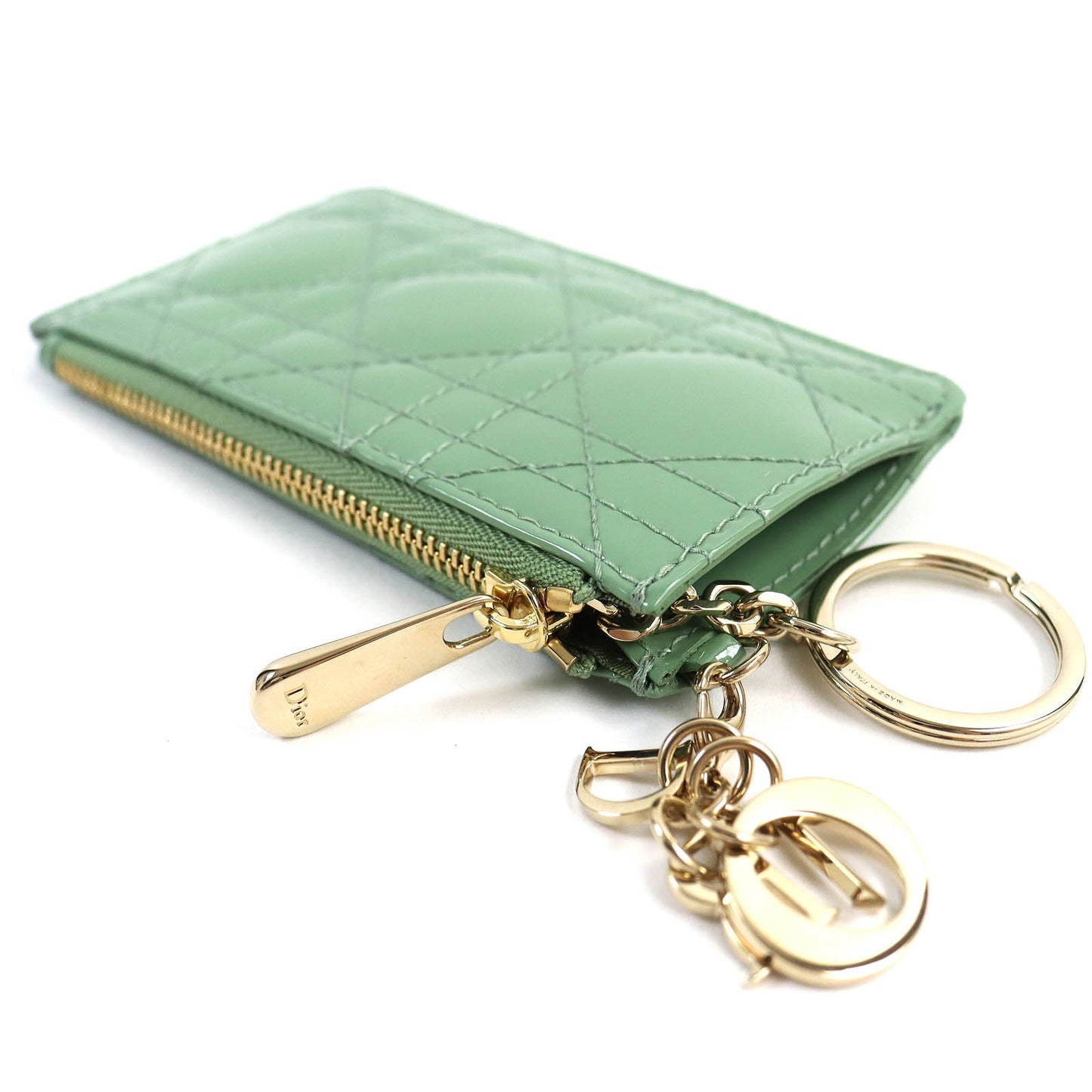 Christian Dior Coin case S0841OVRB Cannage (patent leather) Light green Lady Dior Women