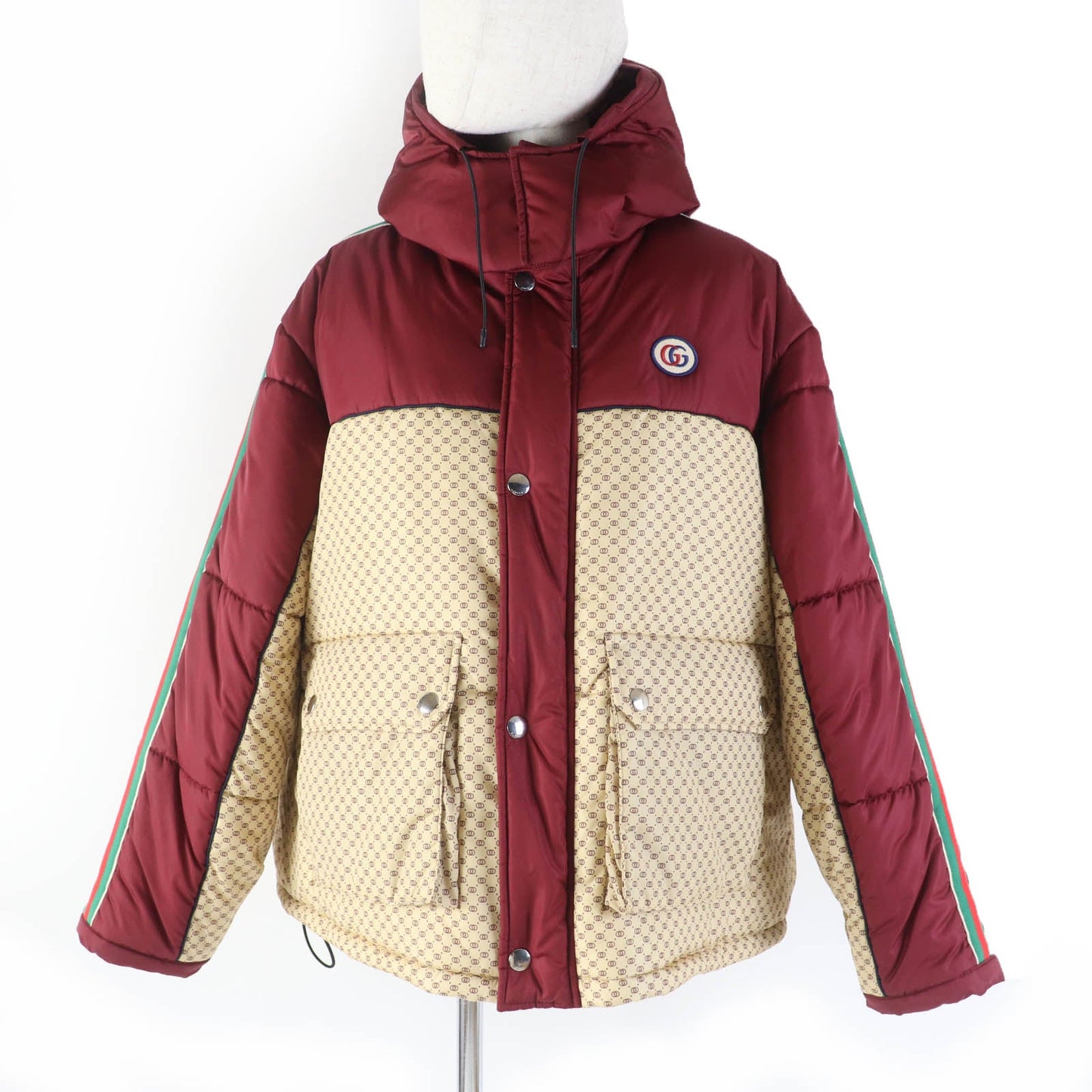 GUCCI Jacket 663279 Main: 100% nylon, Filling: 100% polyester, Part: 100% polyester, Lining: 100% nylon Bordeaux Beige Women 42