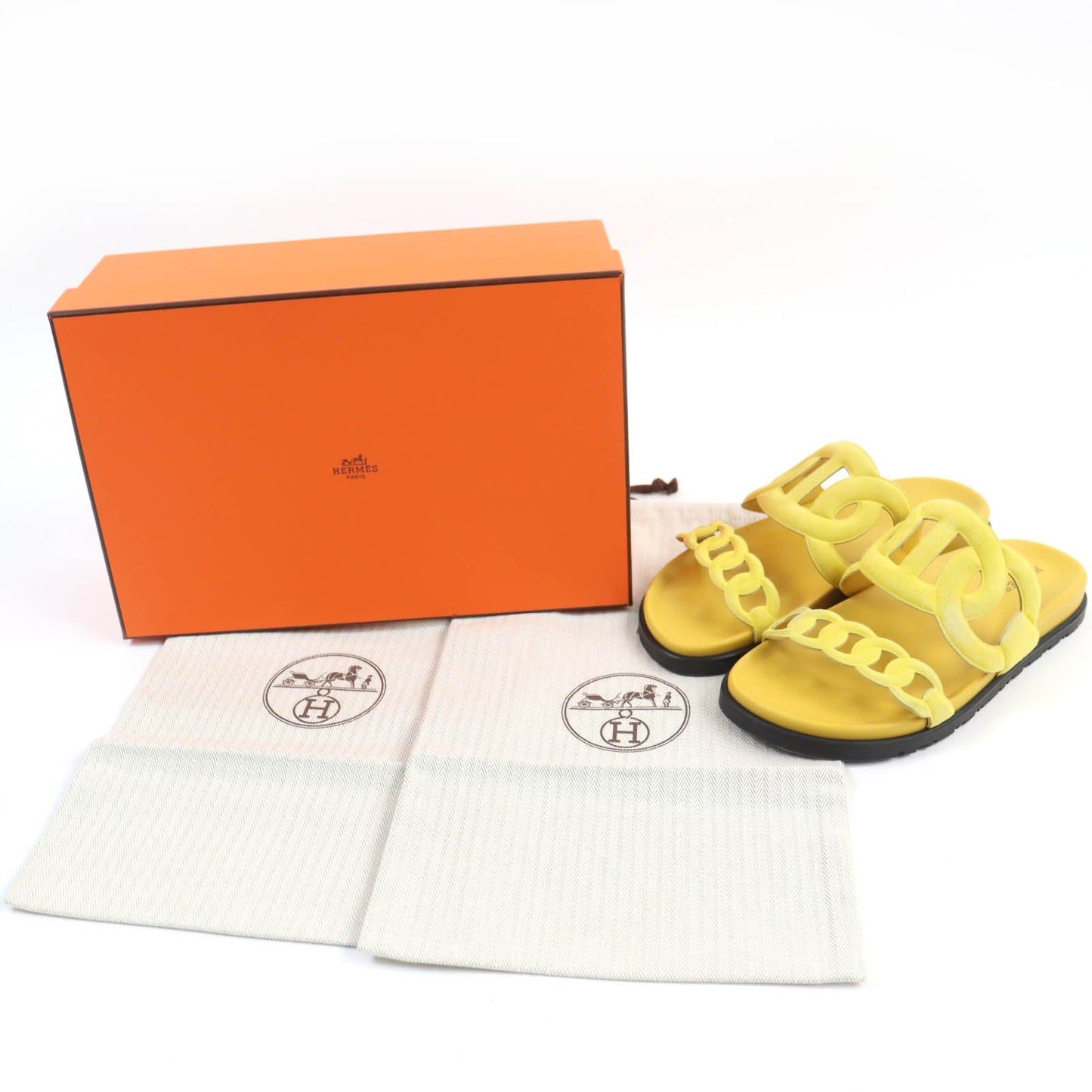 HERMES Sandals Suede leather yellow extra Women 38