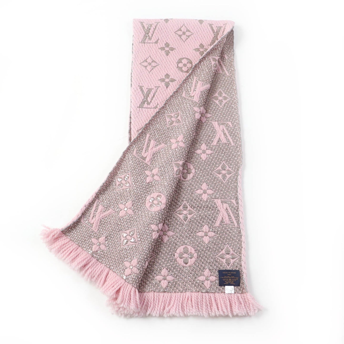 LOUIS VUITTON Scarf M70466 Main: 95% wool, Main: 3% silk, Main: 2% polyester Rose valerine Escalp Logo Mania Shine Women
