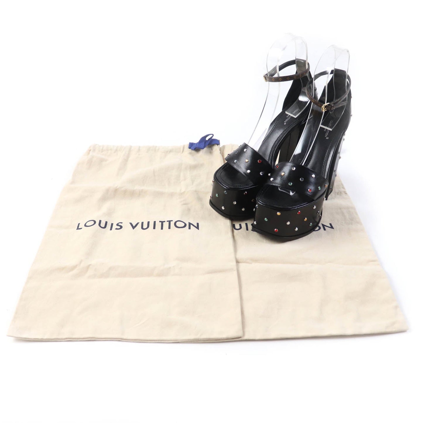 LOUIS VUITTON Sandals Main: Leather black Fame Line HEELED SANDALS Women 38