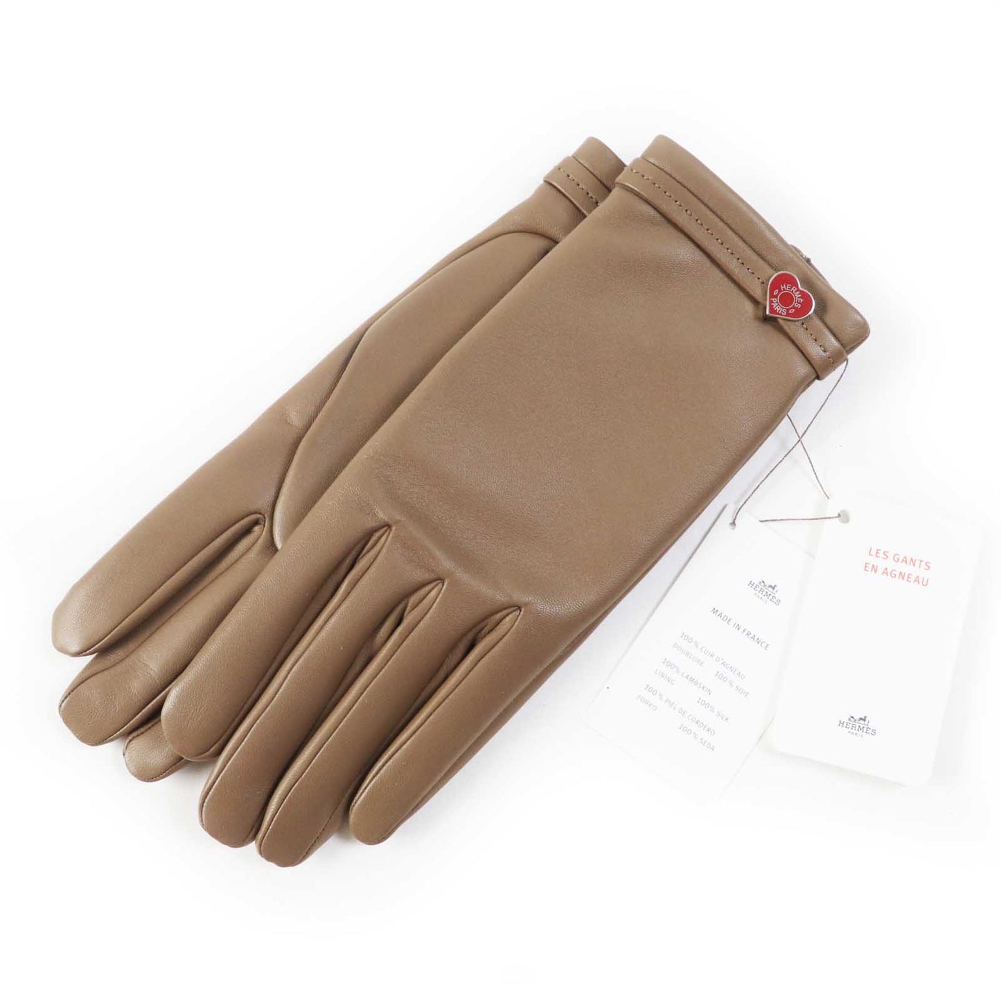 HERMES gloves Main: Lamb leather, Lining: 100% silk Etope Dream Love Women 7.5