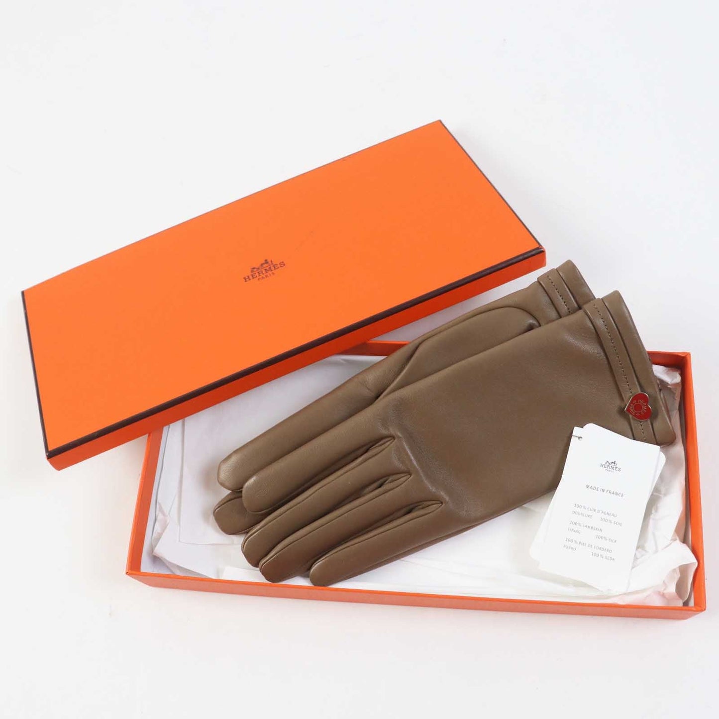 HERMES gloves Main: Lamb leather, Lining: 100% silk Etope Dream Love Women 7.5