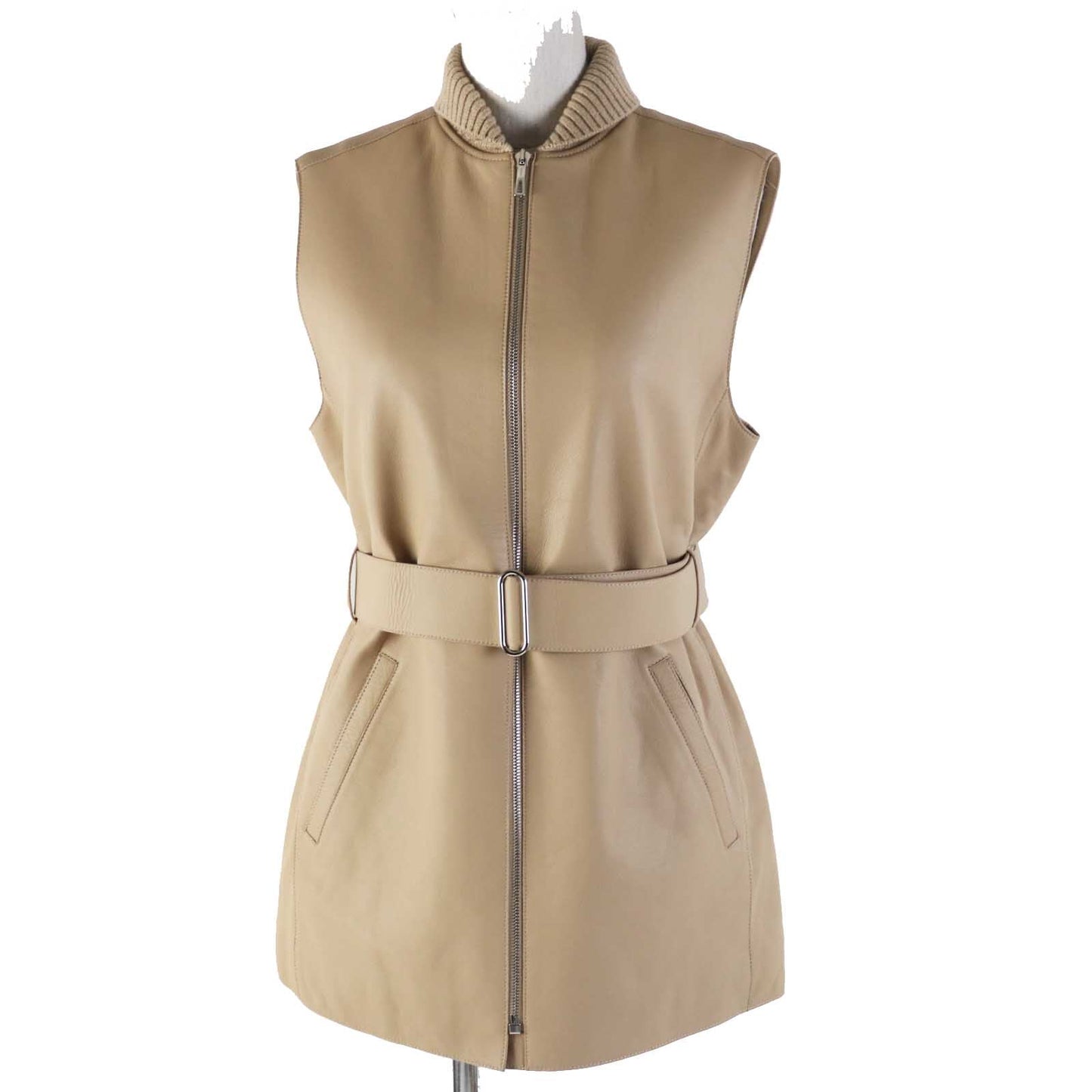 HERMES Vest 3E1216D8 Main: Goatskin Part: Cashmere 61%, Cotton 34%, Polyamide 4%, Polyurethane 1% Lining: Polyester 66%, Cotton 34% Other: Cashmere 55%, Polyester 45% beige Women 36