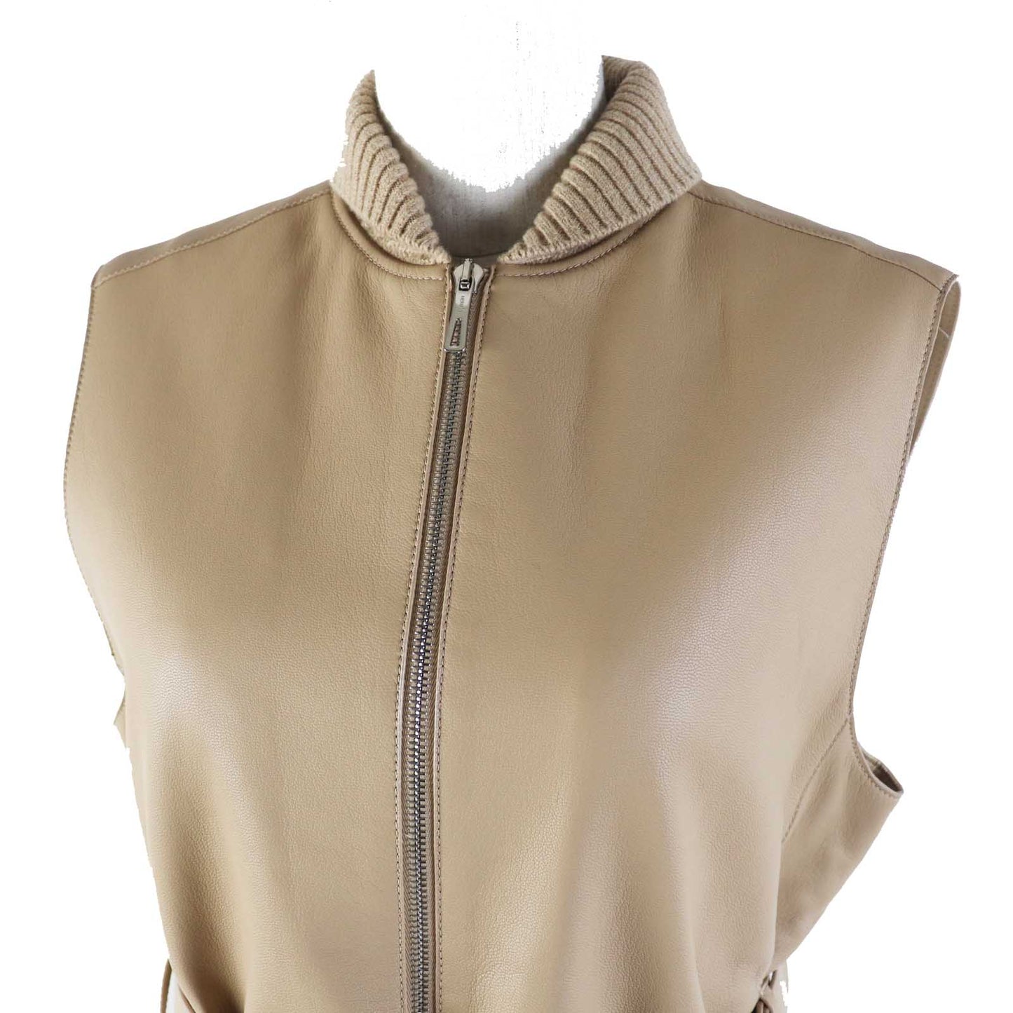 HERMES Vest 3E1216D8 Main: Goatskin Part: Cashmere 61%, Cotton 34%, Polyamide 4%, Polyurethane 1% Lining: Polyester 66%, Cotton 34% Other: Cashmere 55%, Polyester 45% beige Women 36
