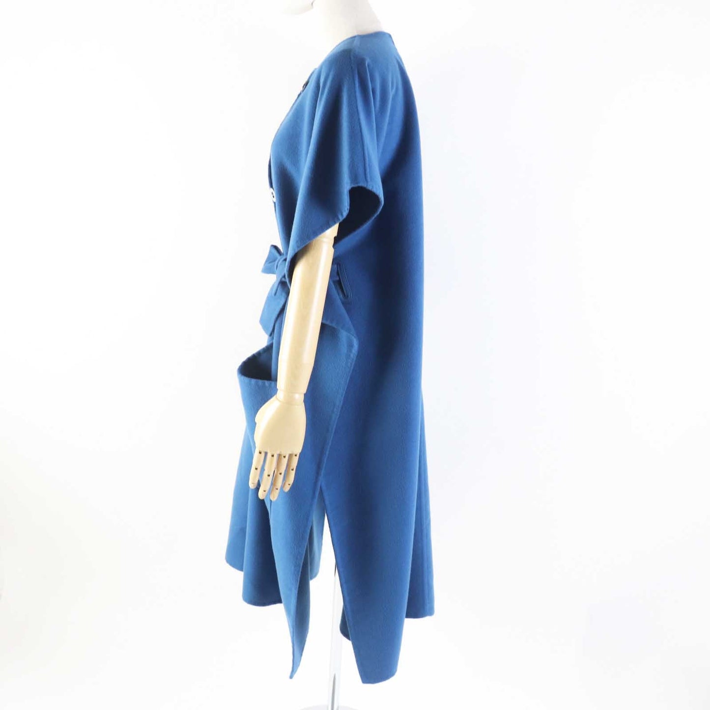 HERMES coat 2E0136DG Main: 100% cashmere, Leather: Sheepskin blue Women 38