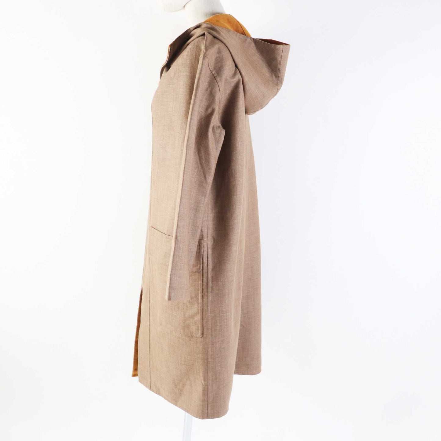 HERMES coat 3E0105DC Outer material: 85% cashmere, Outer material: 12% wool, Outer material: 3% silk, Leather part: cowhide Brown Mustard Women 32