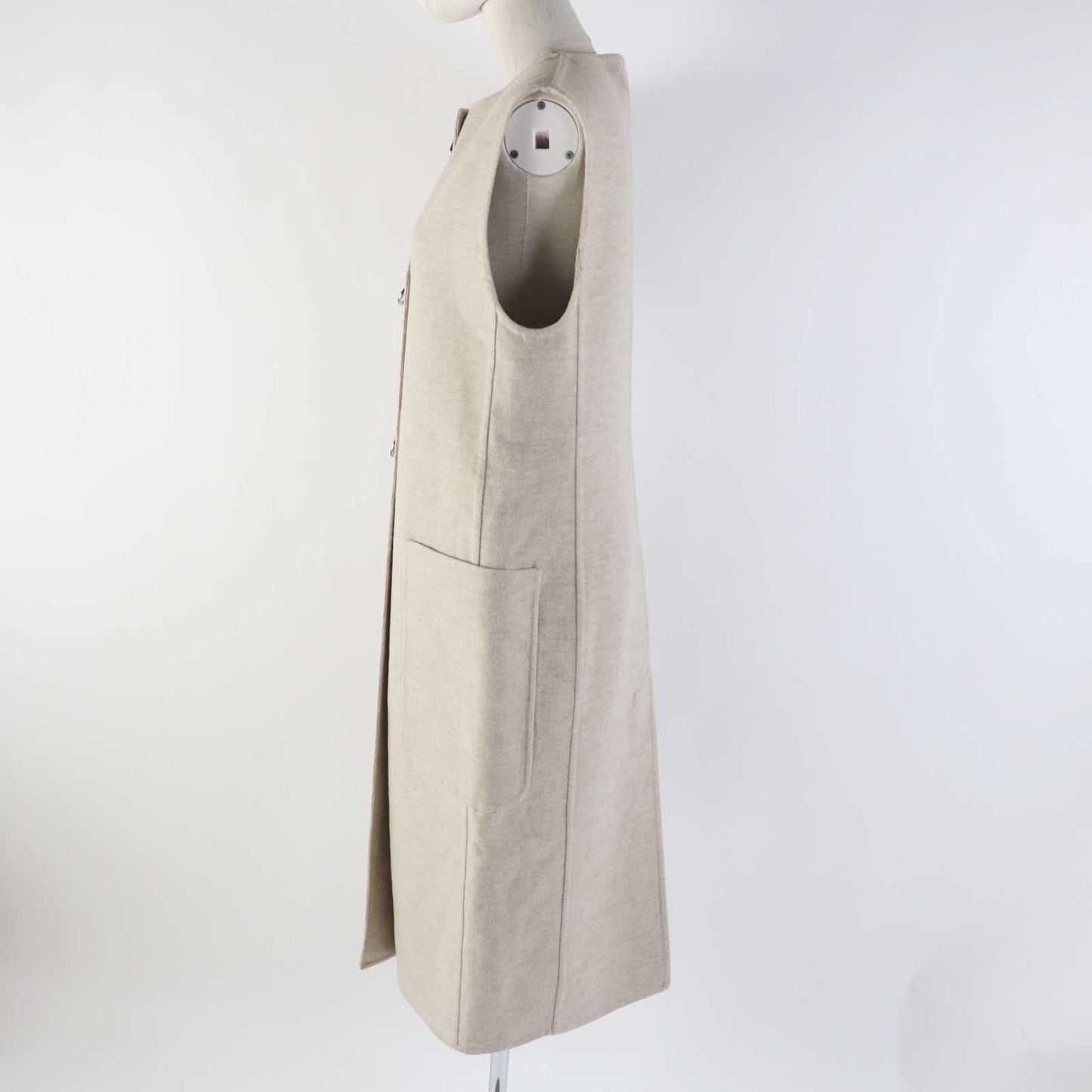 HERMES Vest 3E0223DZ Main: 100% cashmere, Leather part: Sheepskin light beige Women 36