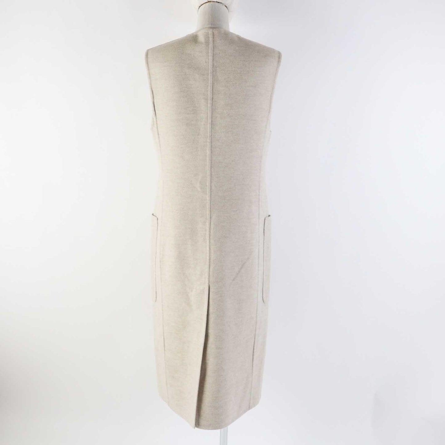 HERMES Vest 3E0223DZ Main: 100% cashmere, Leather part: Sheepskin light beige Women 36